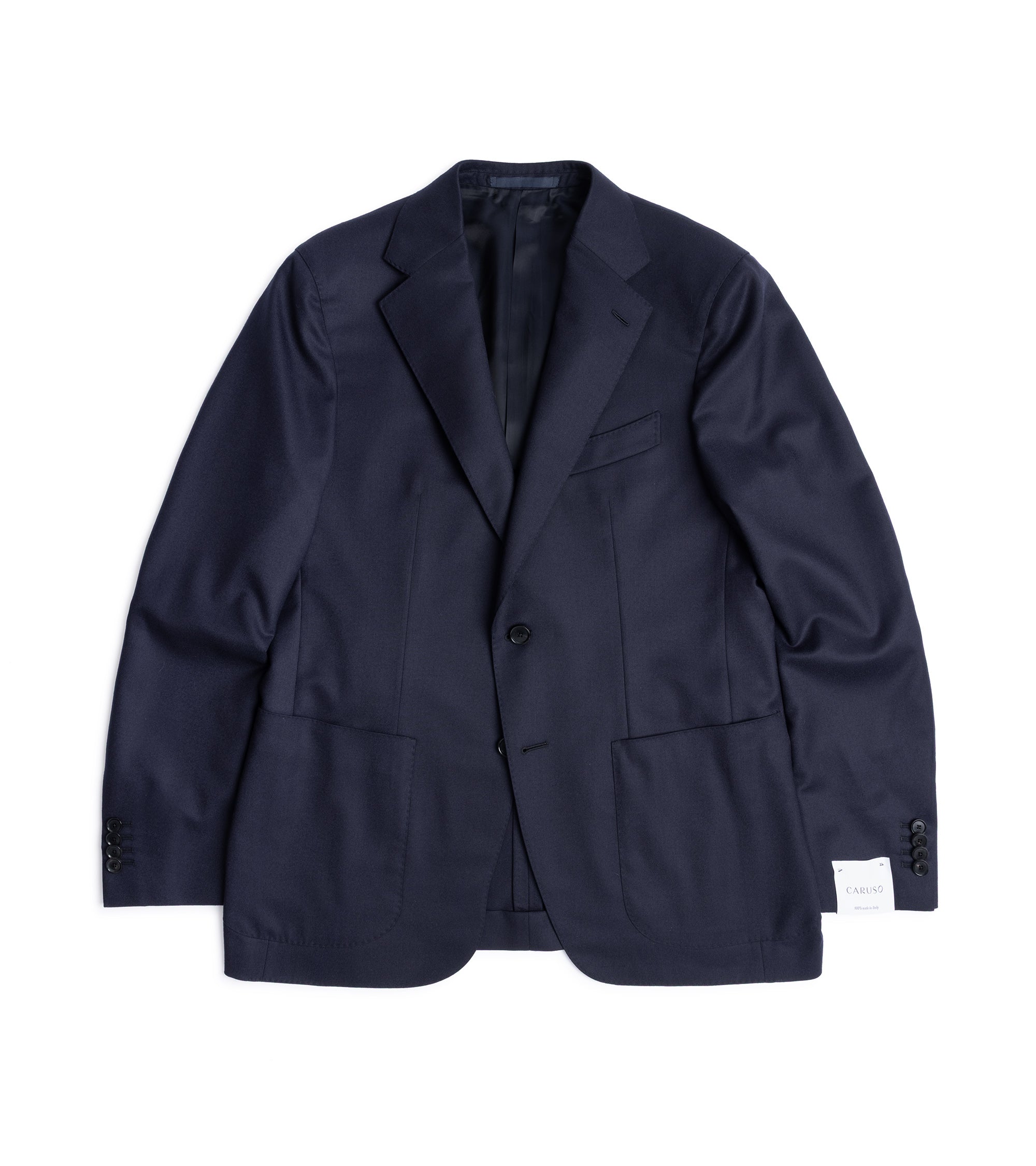 Caruso Superlight Wool Flannel Suit: Navy