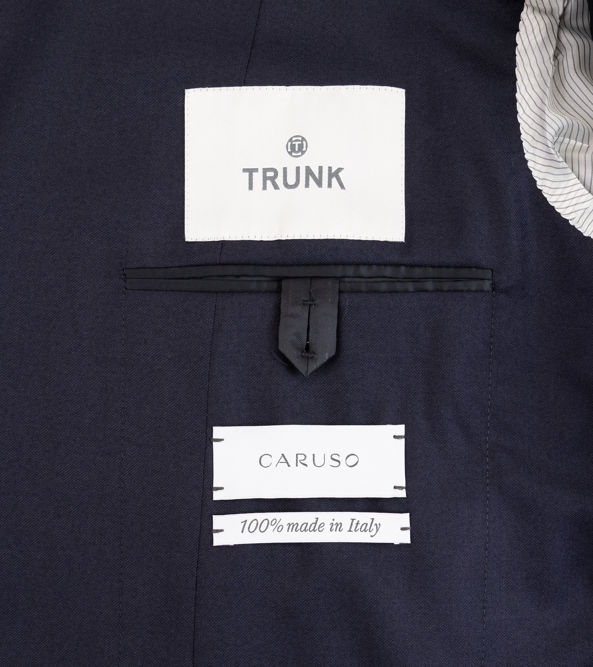 Caruso Superlight Wool Flannel Suit: Navy
