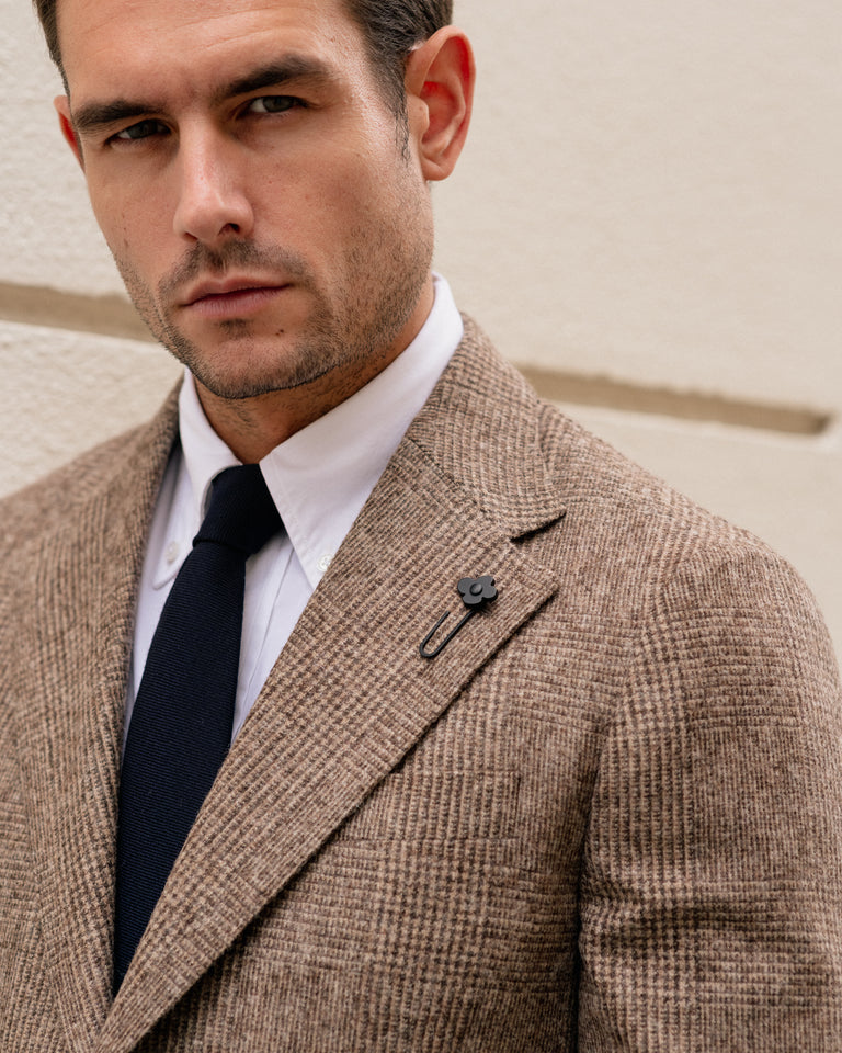 Lardini Wool Alpaca Prince of Wales Checked Jacket: Brown – Trunk