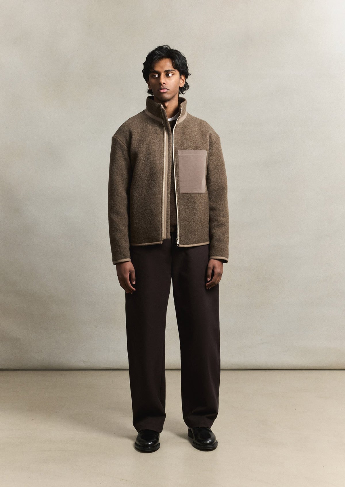 De Bonne Facture Boiled Wool Bookstore Jacket: Ash Brown
