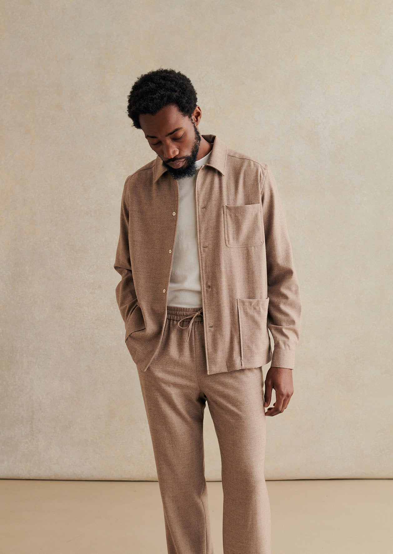 De Bonne Facture Super 130's Wool Painter's Jacket: Taupe