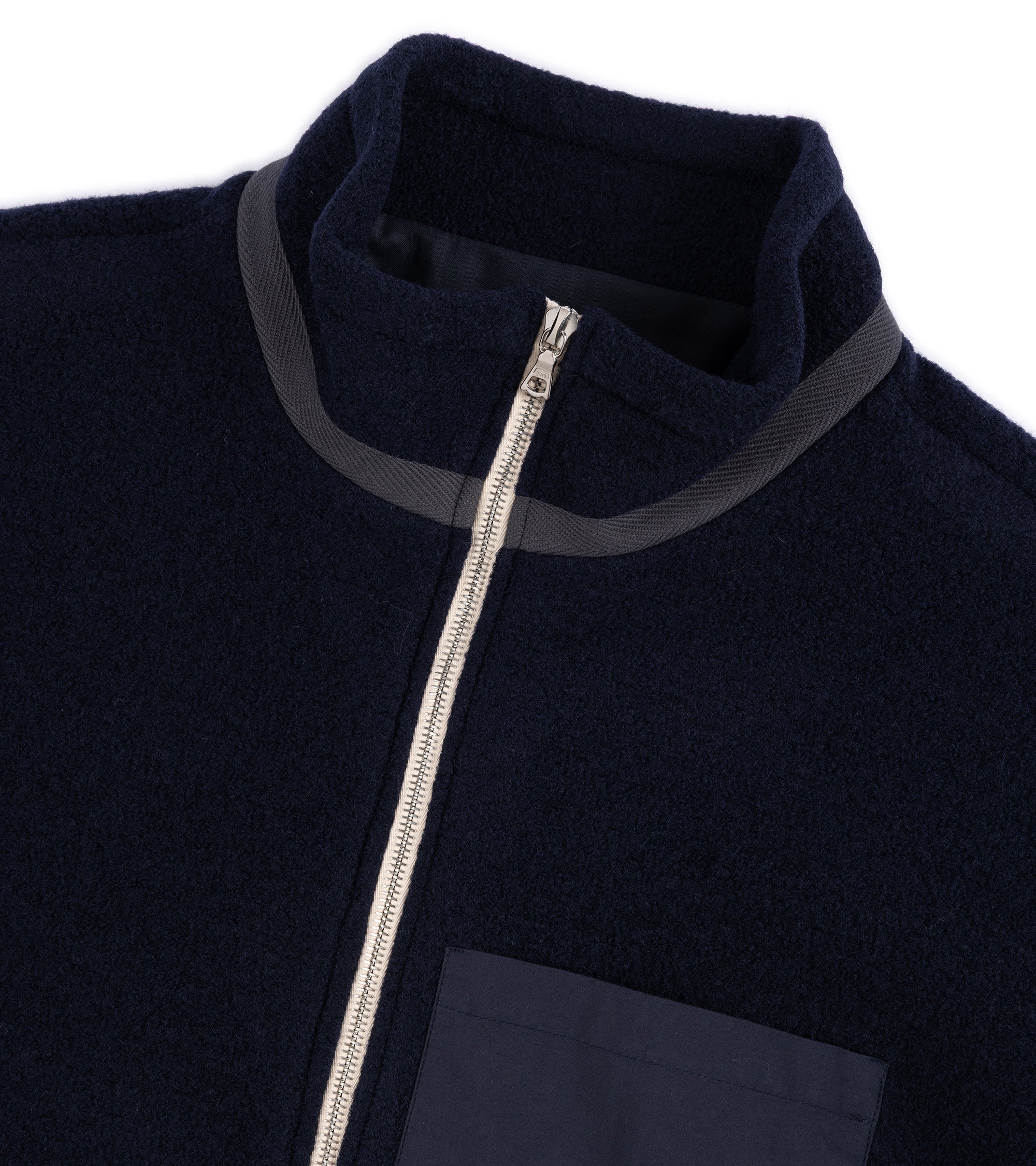 De Bonne Facture Boiled Wool Sherpa Jacket: Navy
