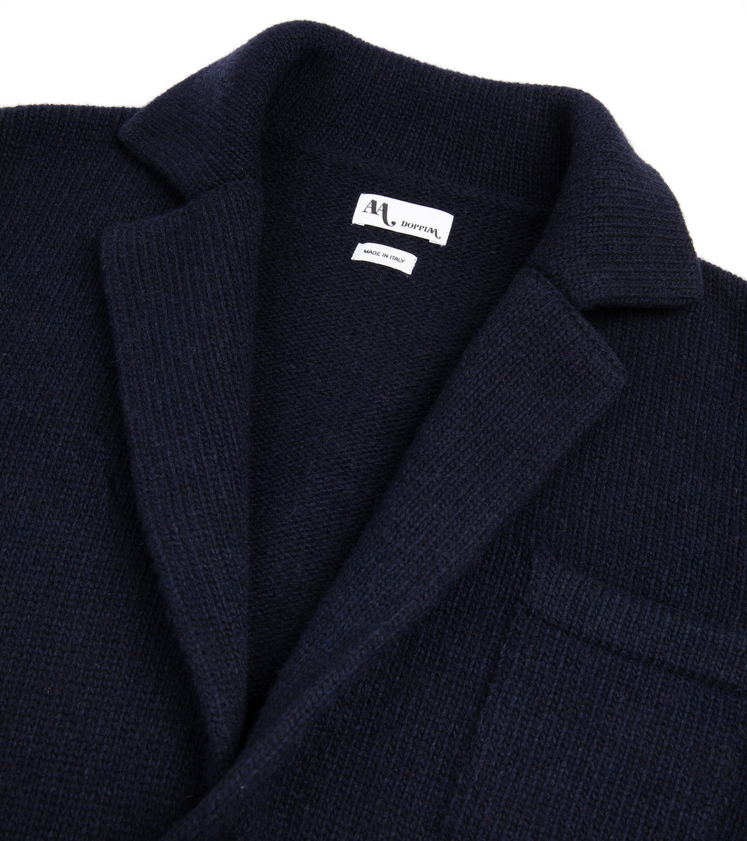 Doppiaa Aalviero Wool Knit Cardigan Jacket: Navy – Trunk Clothiers