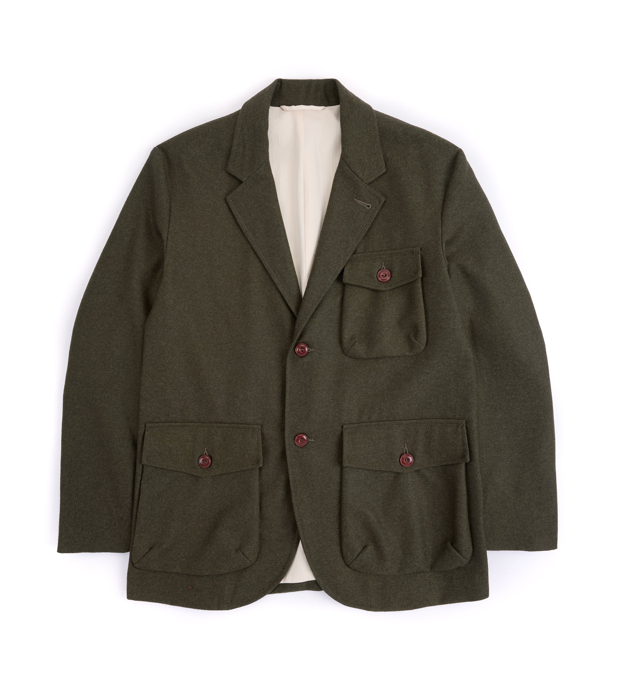 East Harbour Surplus Chester Washed Wool Flannel Jacket: Olive