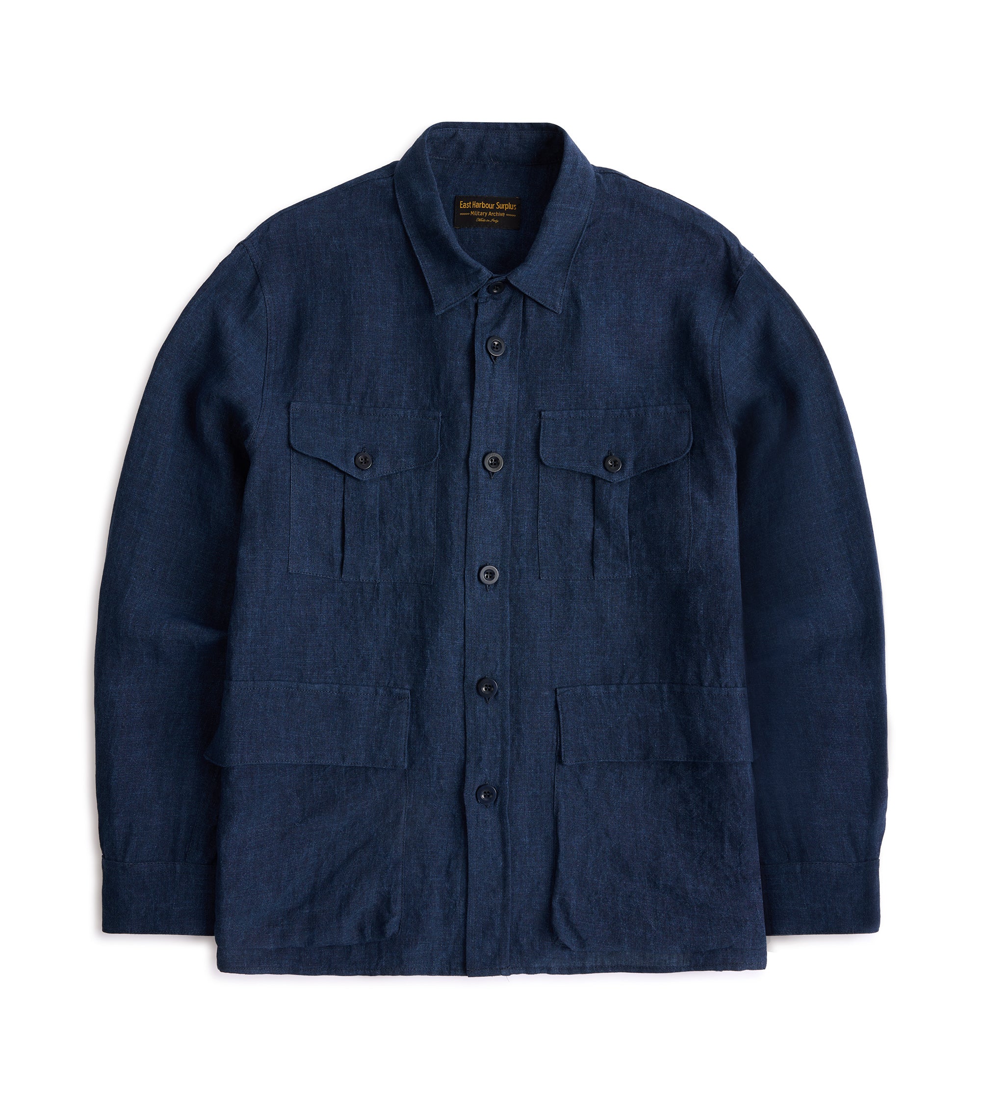 East Harbour Surplus Ellis Linen Canvas Army Jacket: Blue