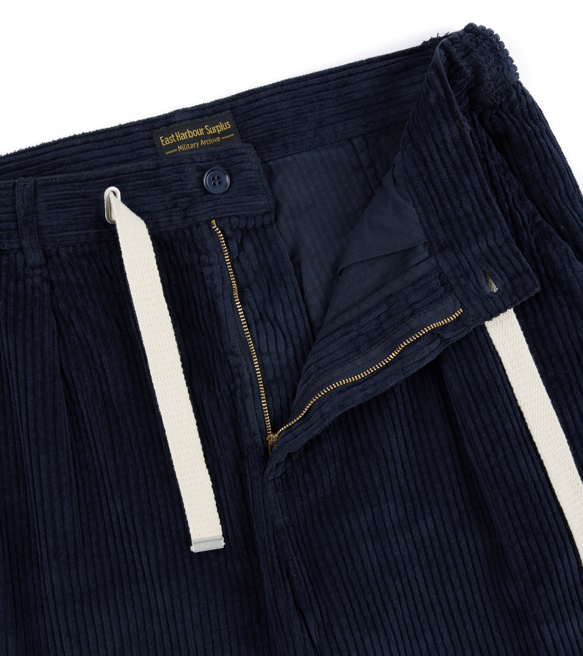 East Harbour Surplus Oxnard Wide Cotton Cord Easy Trousers: Navy