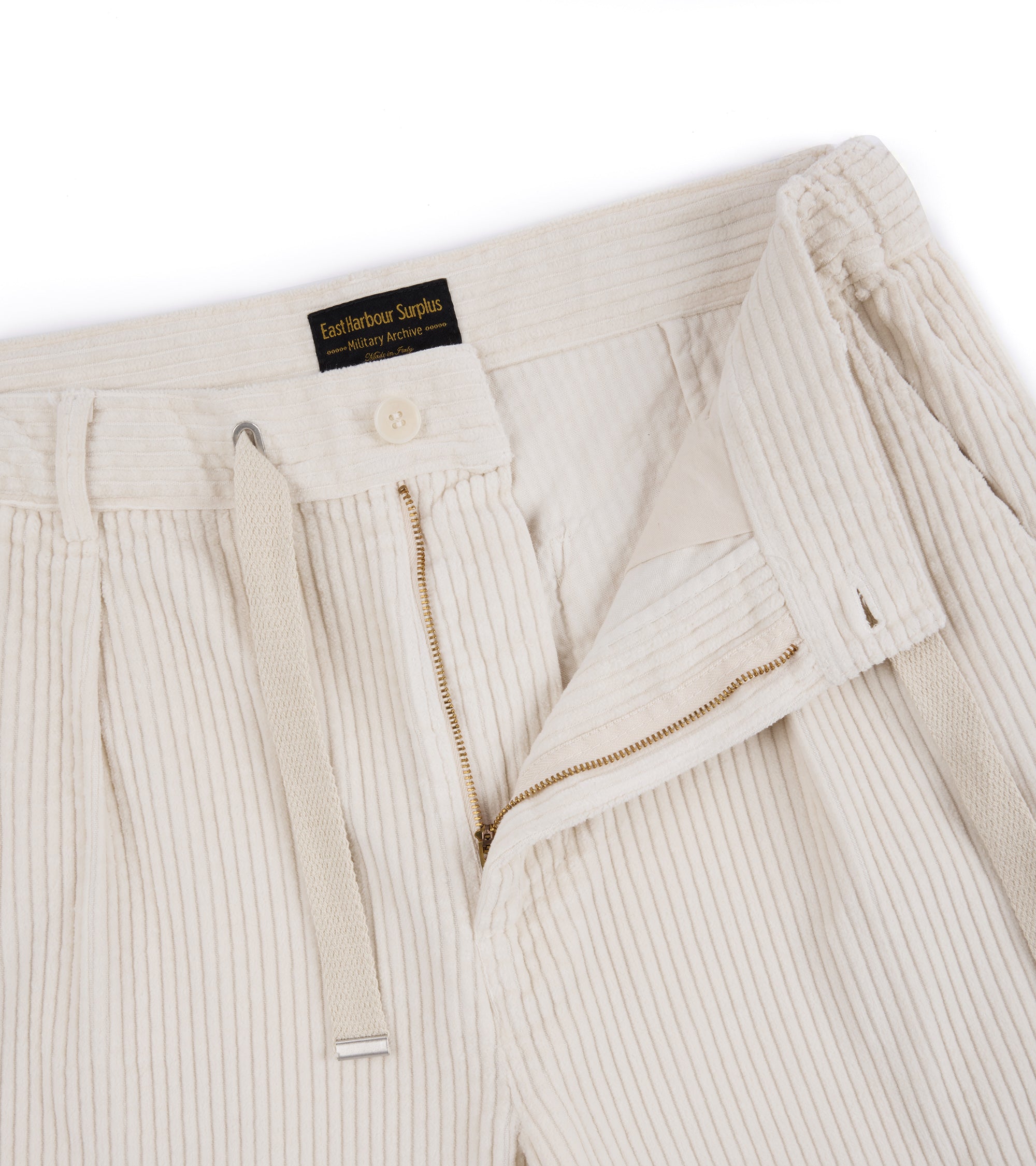 East Harbour Surplus Oxnard Wide Cotton Cord Easy Trousers: Off White