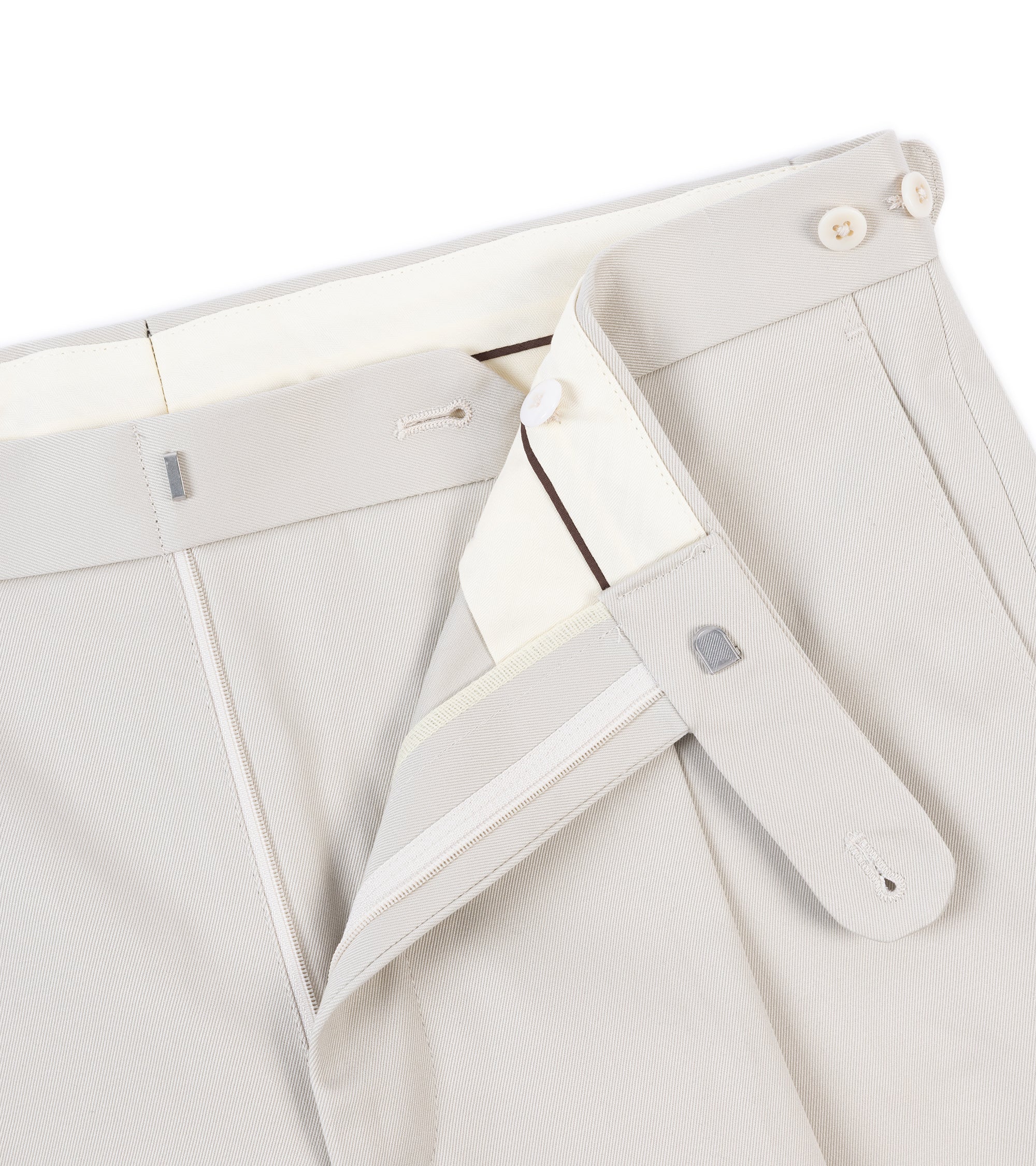 Echizenya for Trunk Heavy West Point Cotton Twill Chino Trousers: Stone