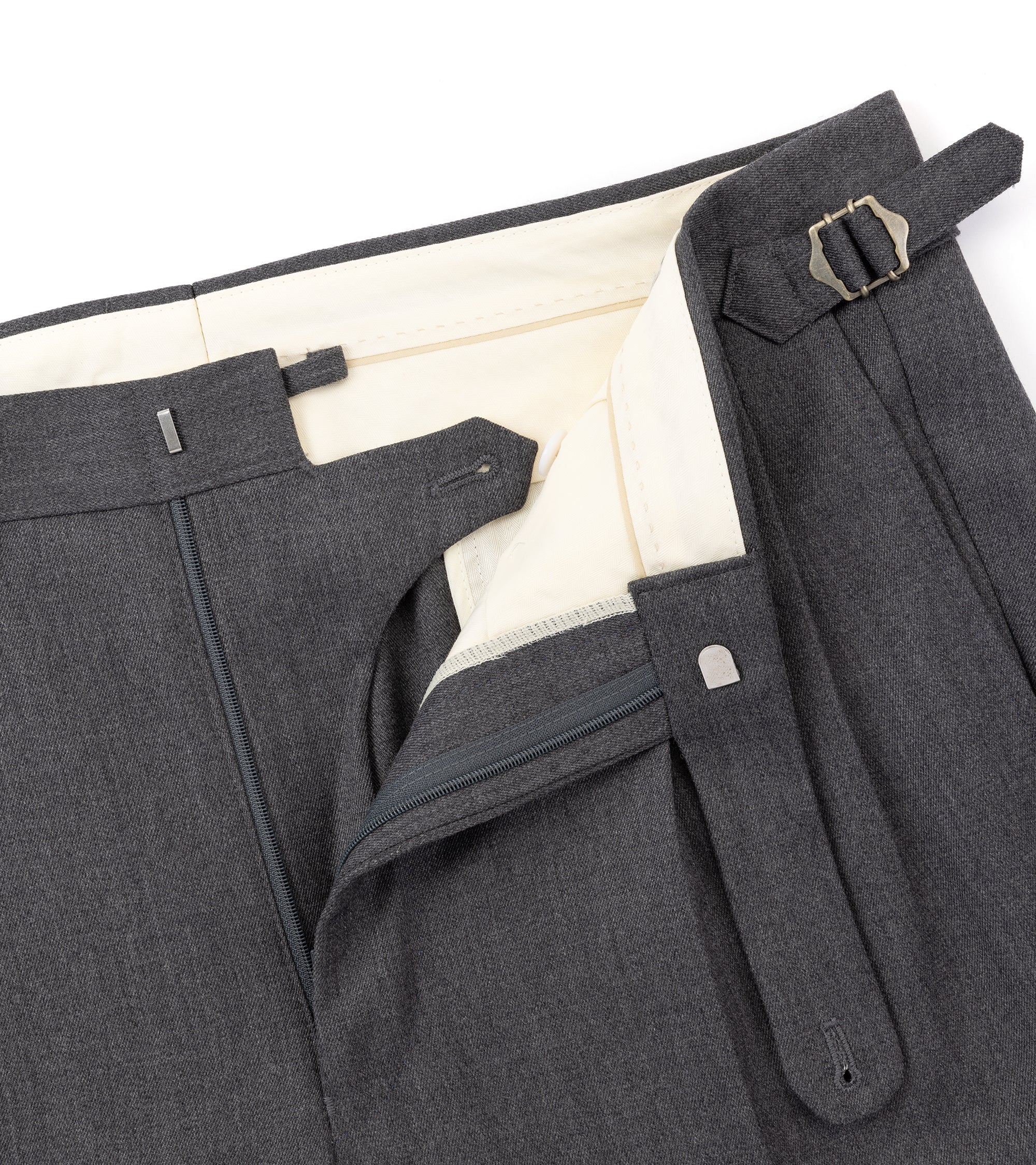 Echizenya for Trunk Wool Serge Pleated Trousers: Grey