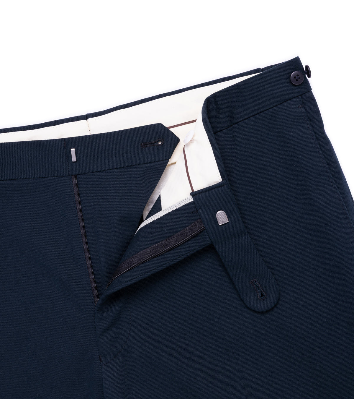 Echizenya Vintage Washed Cotton Tab Chino Trousers: Navy