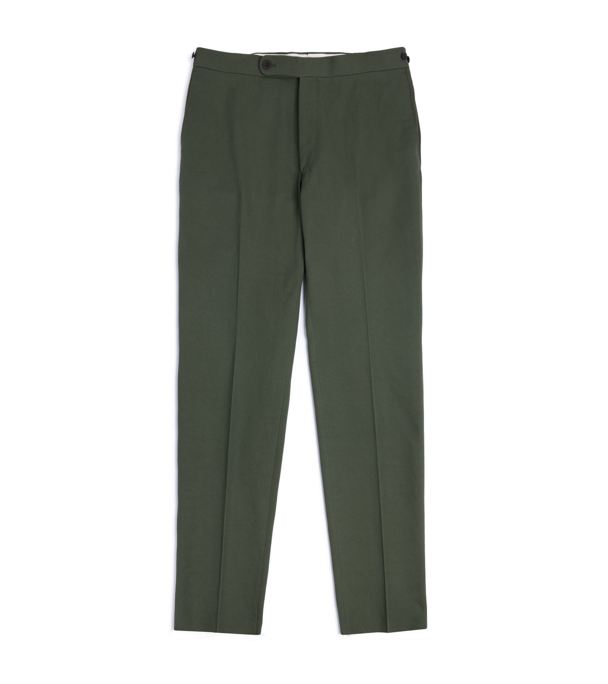 Echizenya Vintage Washed Cotton Tab Chino Trousers: Olive