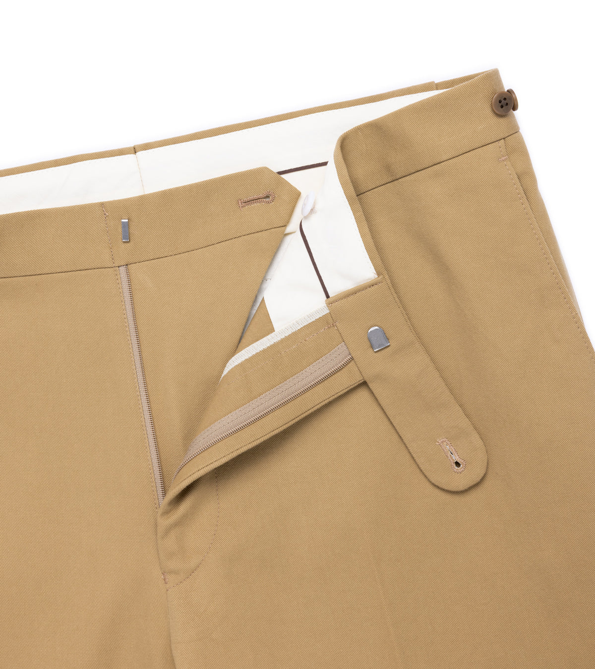 Echizenya Vintage Washed Cotton Tab Chino Trousers: Tan