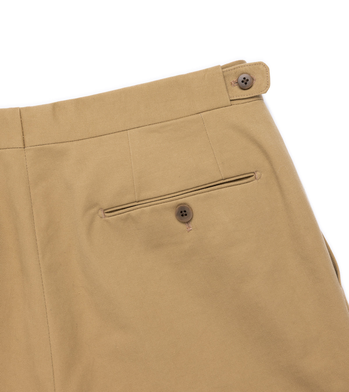 Echizenya Vintage Washed Cotton Tab Chino Trousers: Tan