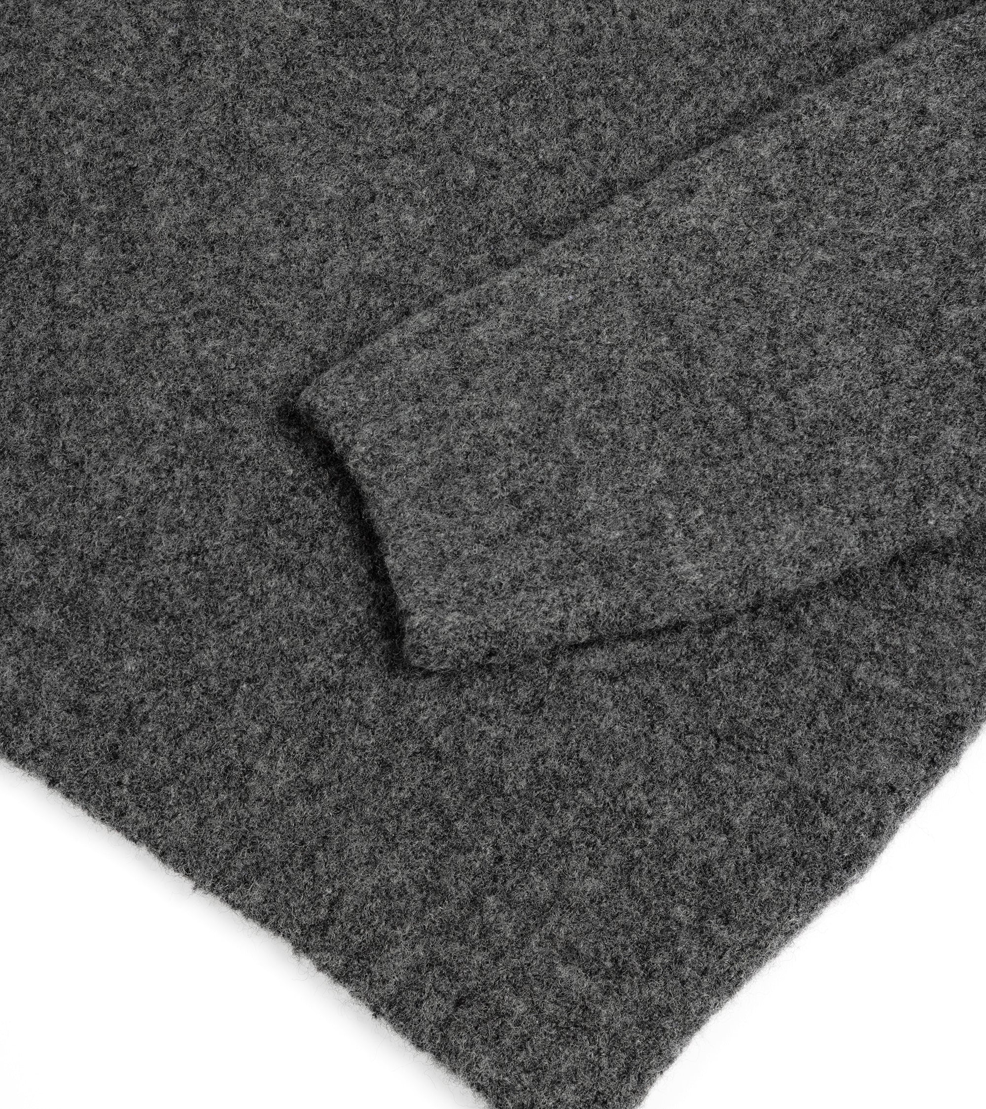 Fedeli Basket Wool Cashmere Mix Long Sleeve Knit Polo Shirt: Stone Melange
