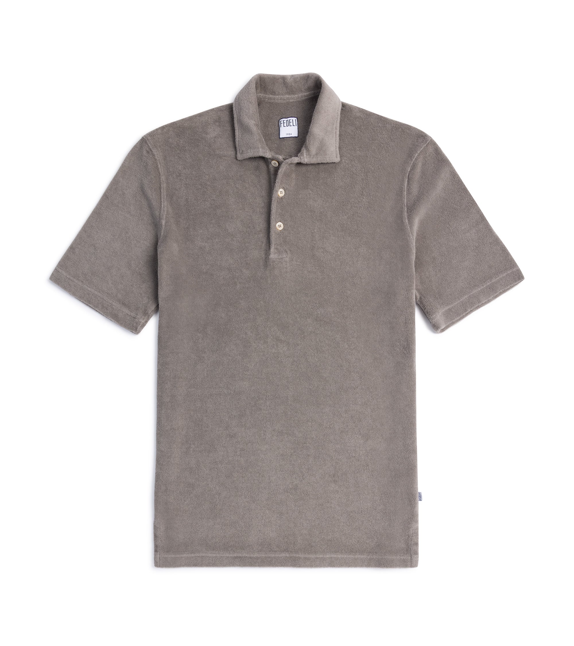 Fedeli Mondial Terry Cotton Polo Shirt: Greige