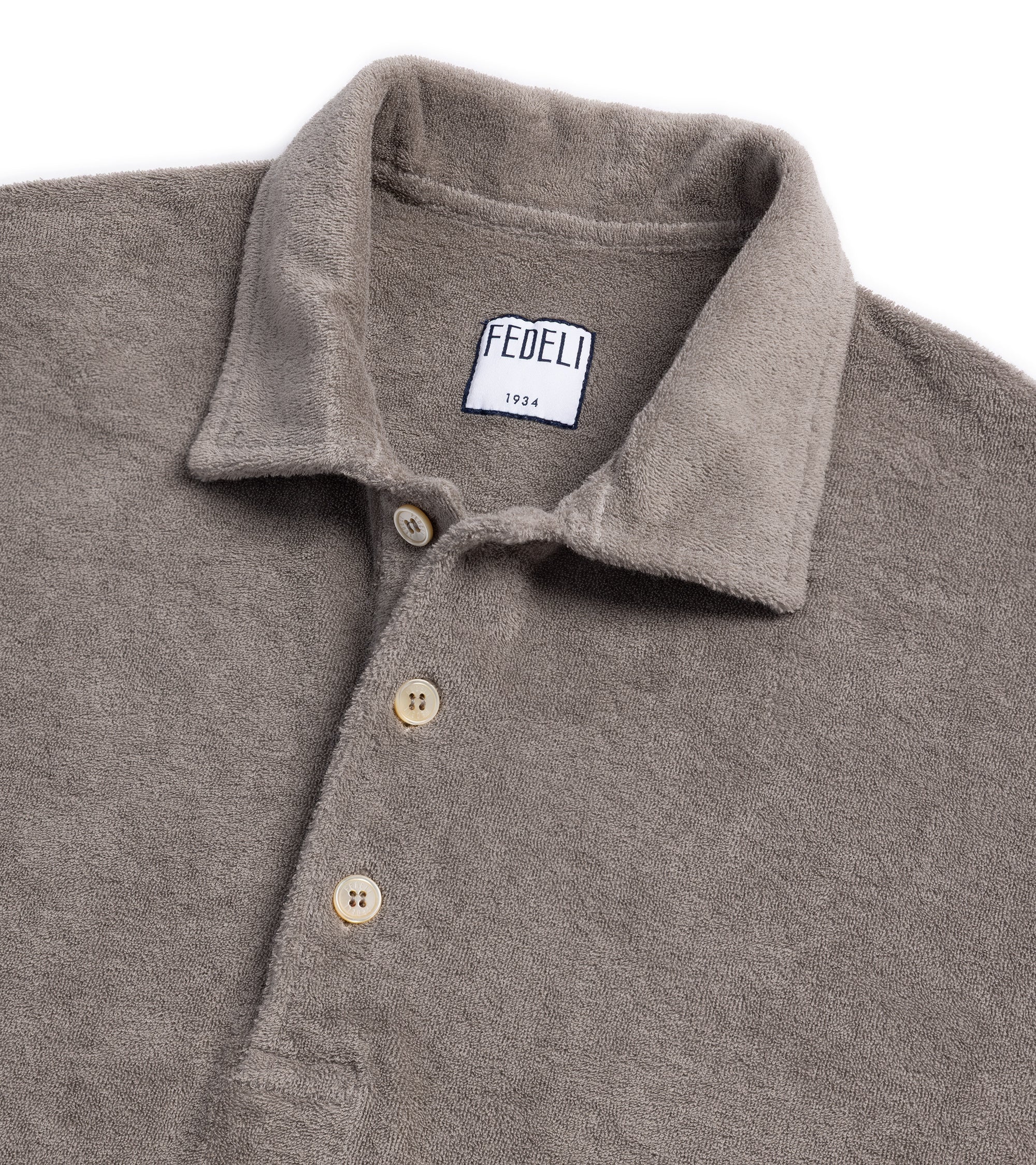 Fedeli Mondial Terry Cotton Polo Shirt: Greige