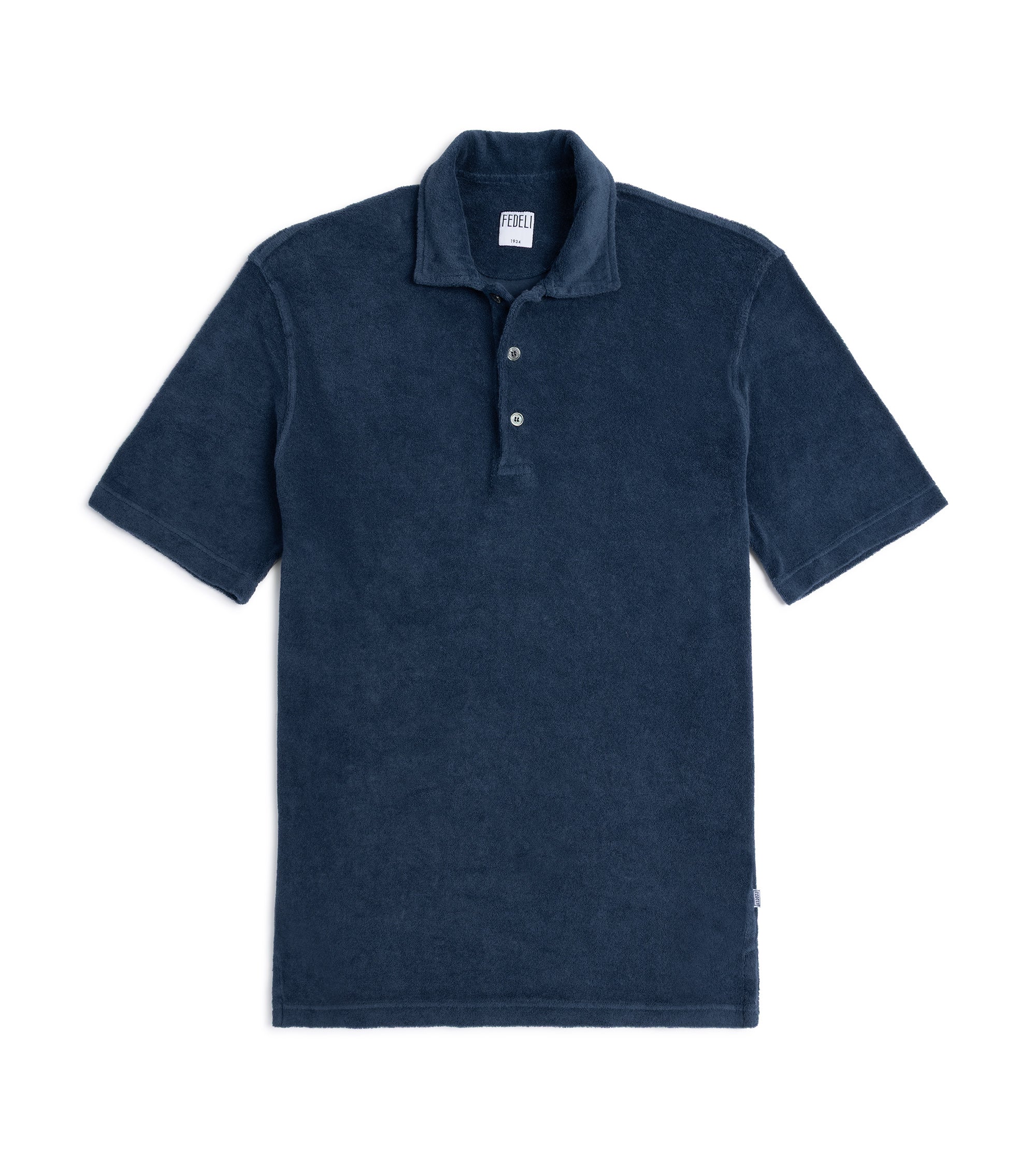 Fedeli Mondial Terry Cotton Polo Shirt: Navy