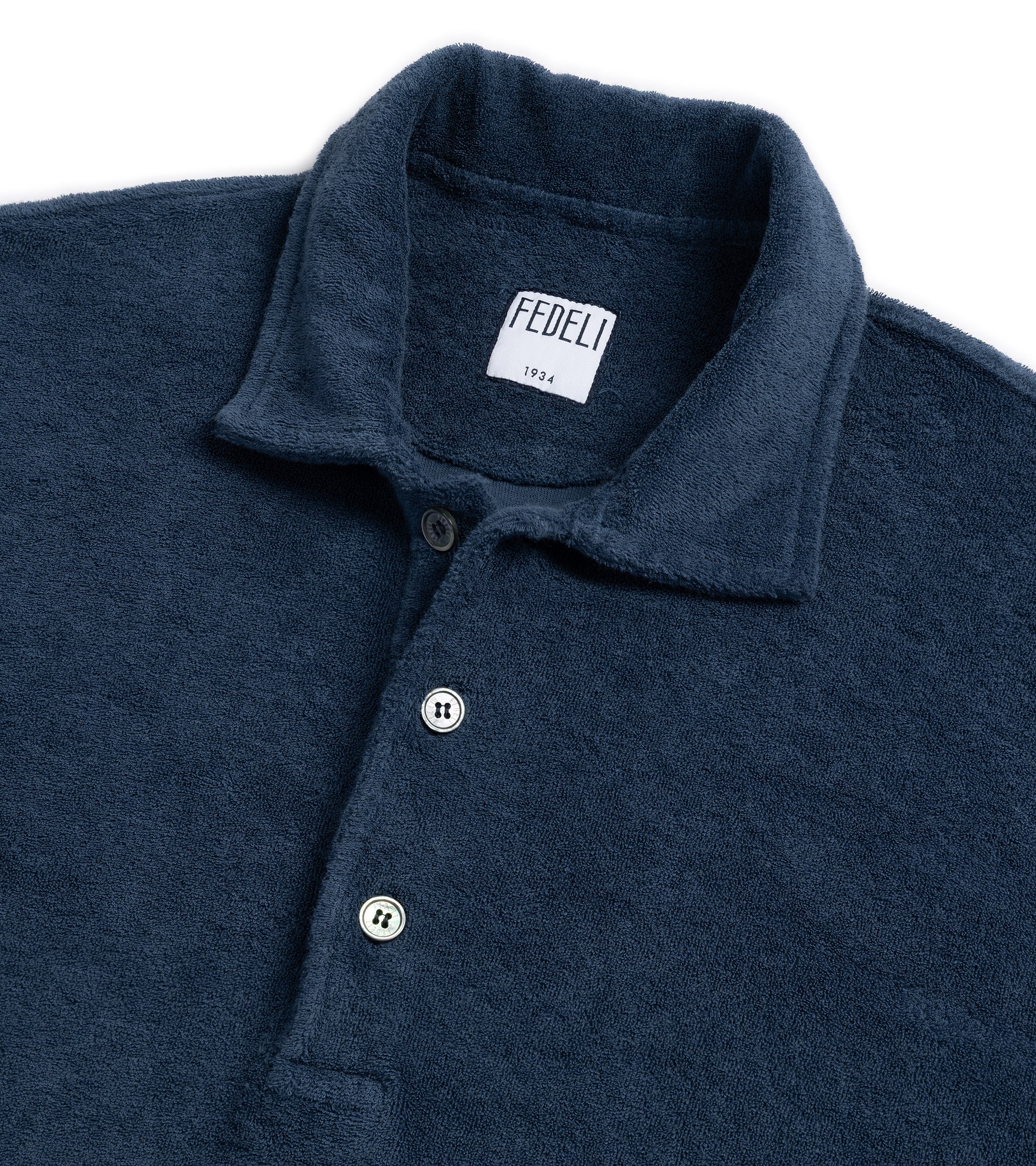 Fedeli Mondial Terry Cotton Polo Shirt: Navy