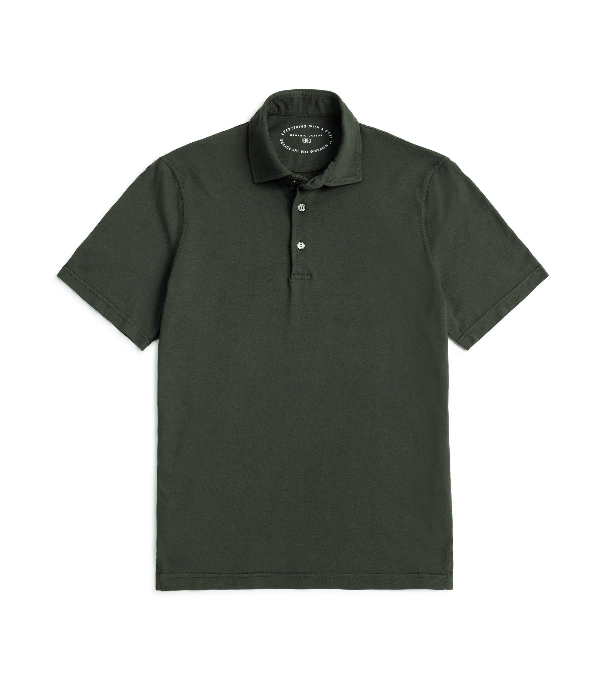 Fedeli Zero Giza Organic Cotton Short Sleeve Polo Shirt: Dark Forest