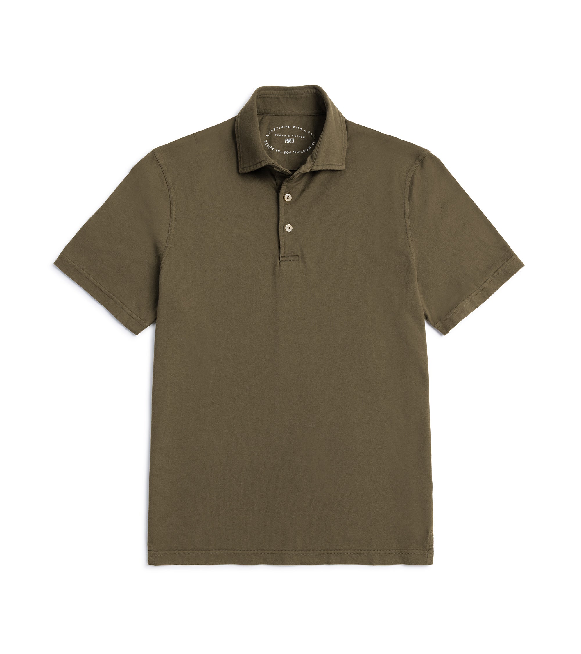 Fedeli Zero Giza Organic Cotton Short Sleeve Polo Shirt: Forest