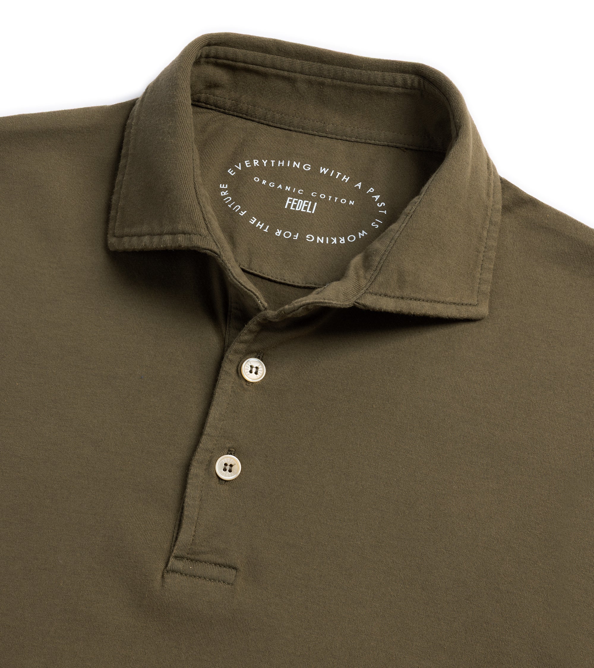 Fedeli Zero Giza Organic Cotton Short Sleeve Polo Shirt: Forest