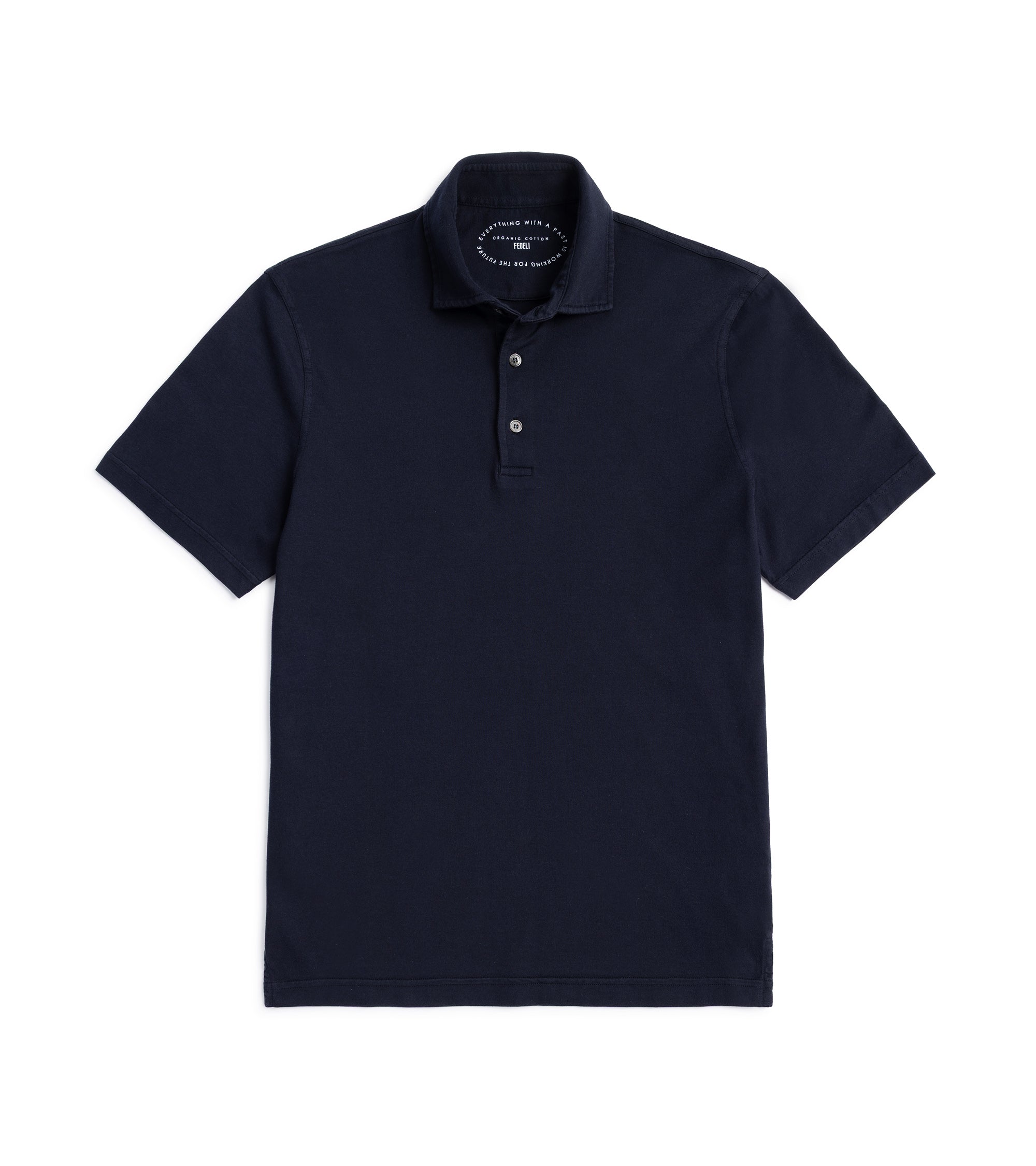 Fedeli Zero Giza Organic Cotton Short Sleeve Polo Shirt: Midnight Blue
