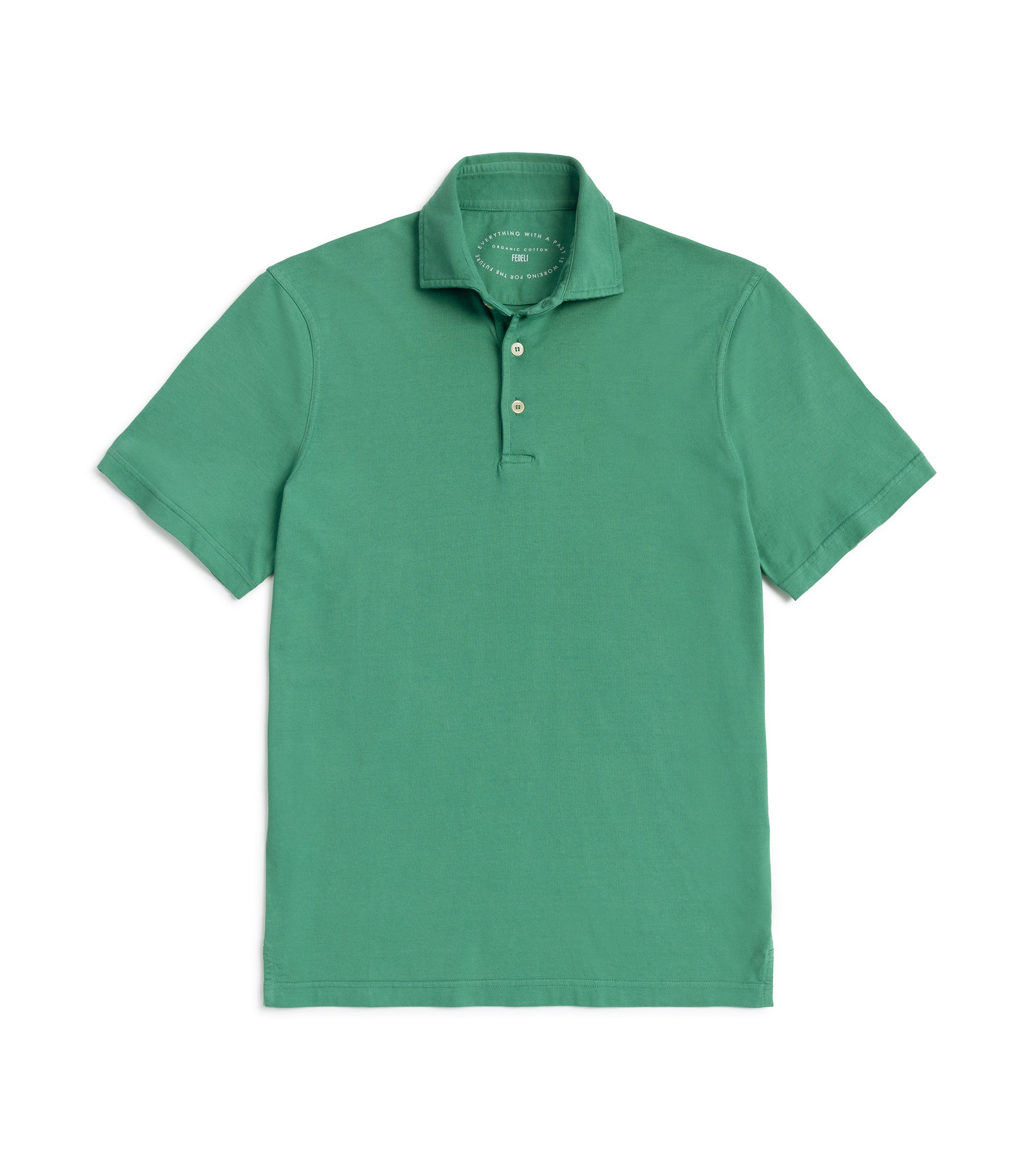 Fedeli Zero Giza Organic Cotton Short Sleeve Polo Shirt: Sea Green