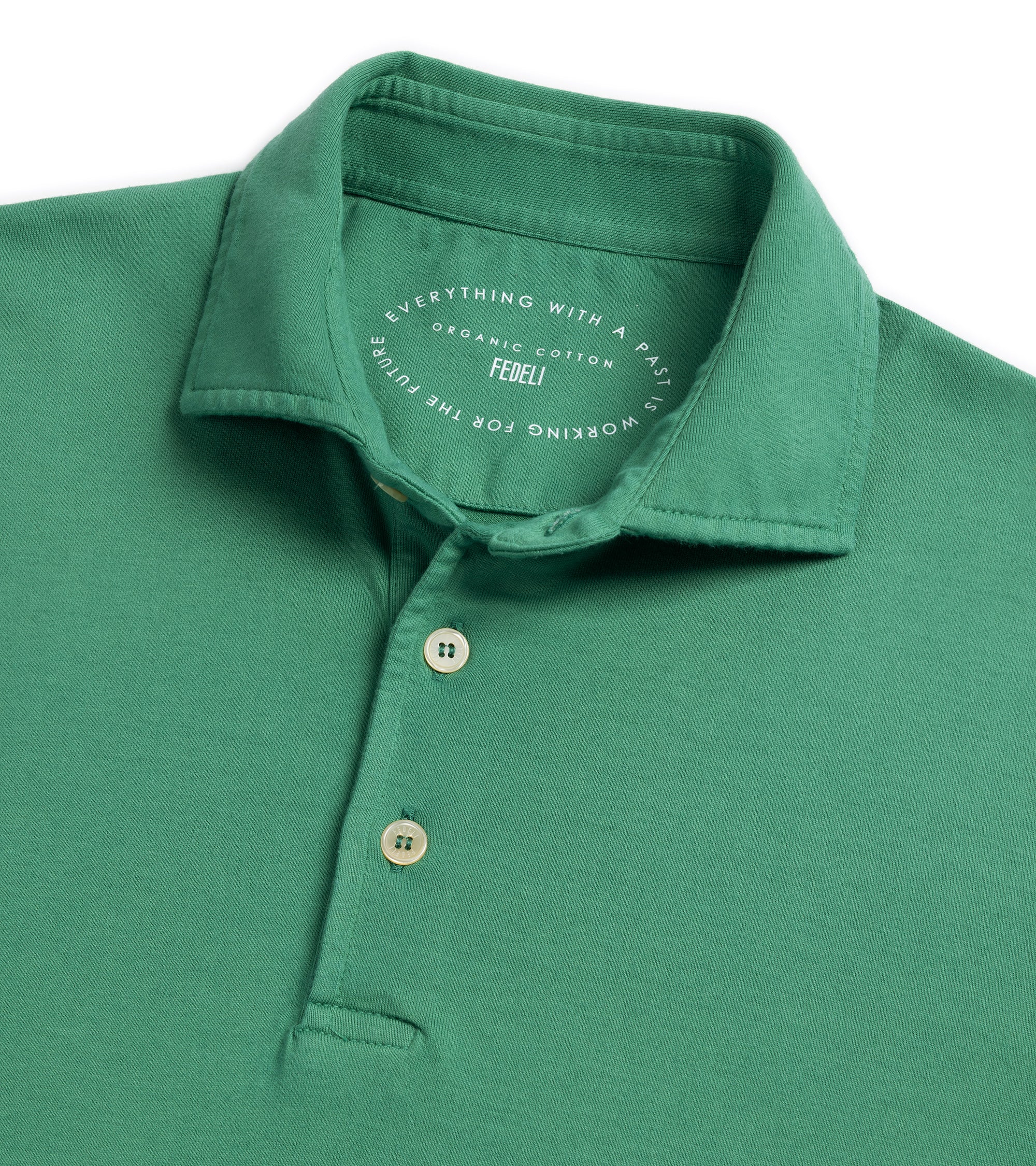 Fedeli Zero Giza Organic Cotton Short Sleeve Polo Shirt: Sea Green