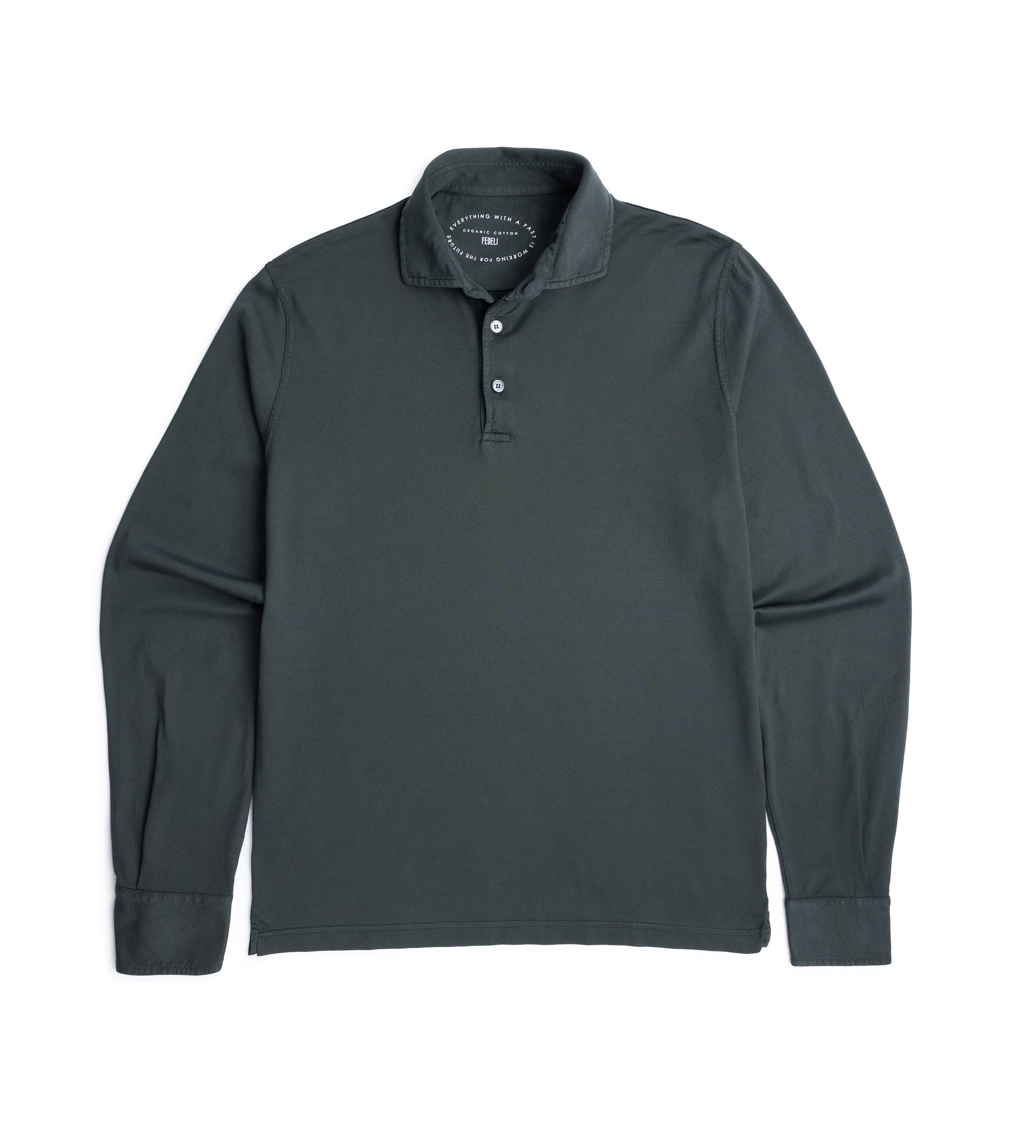 Fedeli Zero Cotton Jersey Long Sleeve Polo Shirt