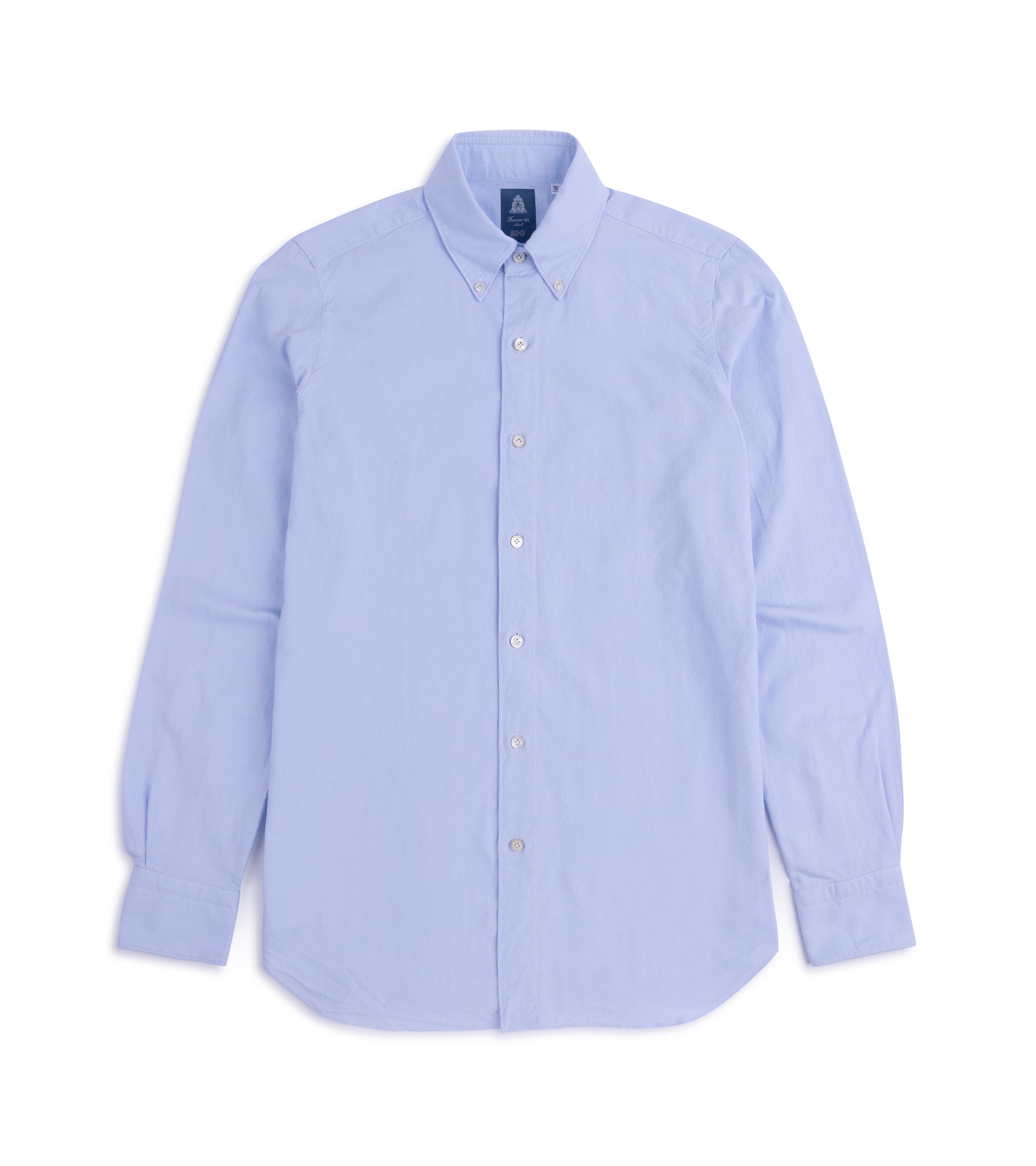 Finamore Gaeta Brushed Oxford Cotton Leonardo Sport Shirt: Pale Blue