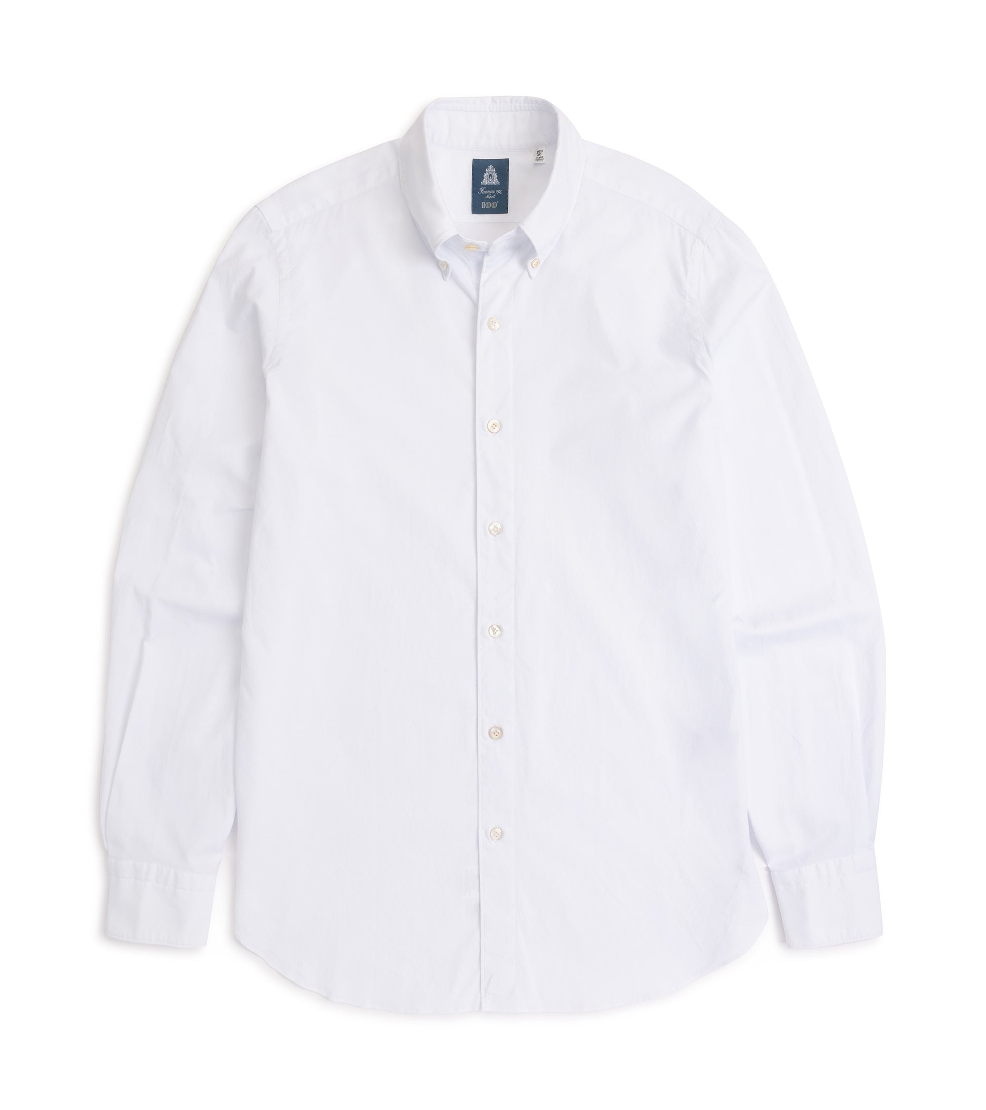 Finamore Gaeta Brushed Oxford Cotton Leonardo Sport Shirt: White