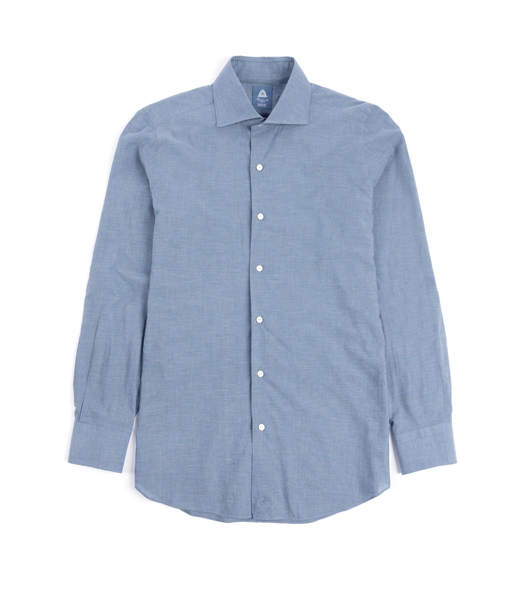 Finamore for Trunk Milano Eduardo Cotton Chambray Formal Shirt: Blue