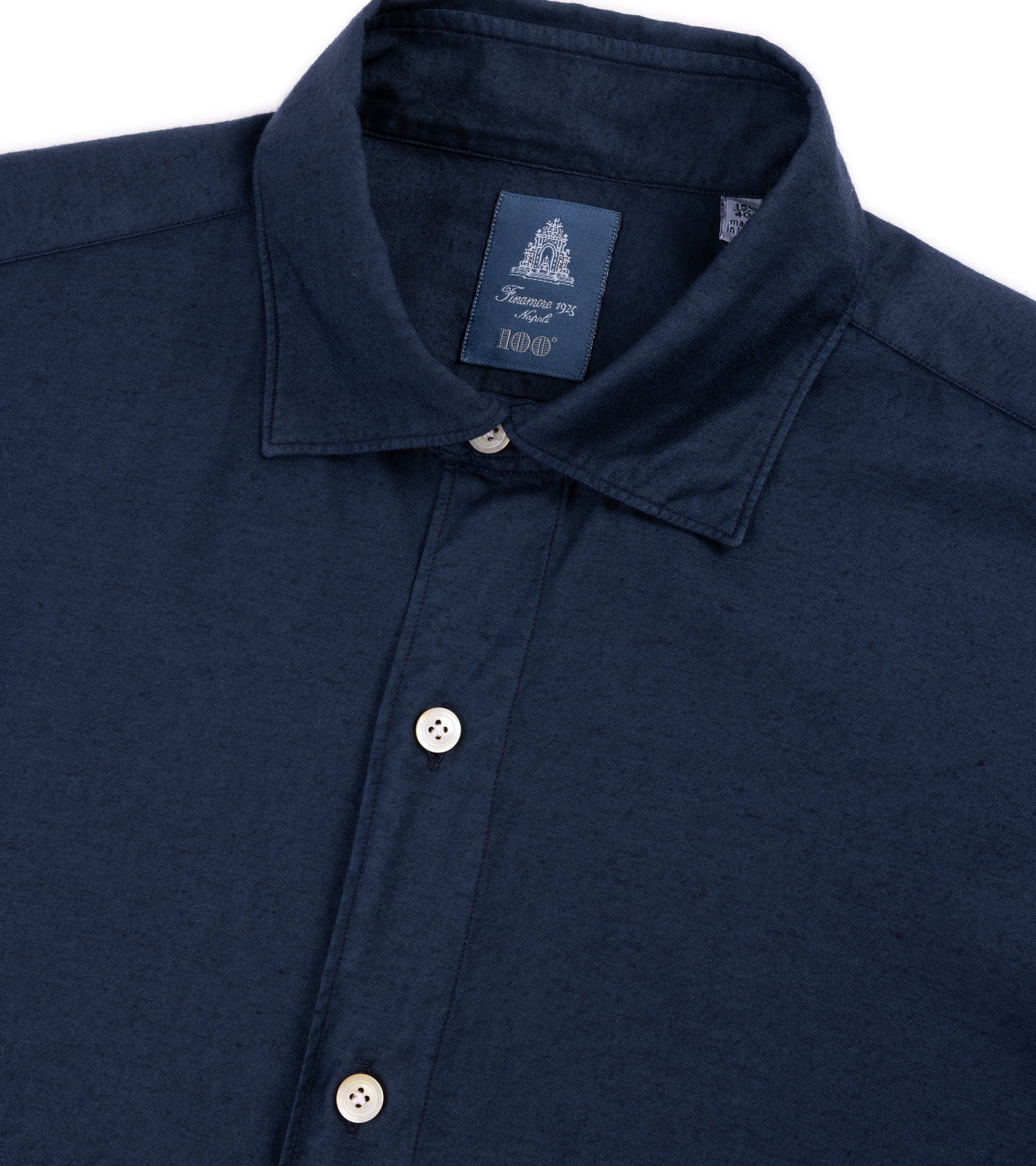 Finamore Gaeta Cotton Cashmere Luigi Carlo Riva Shirt: Navy