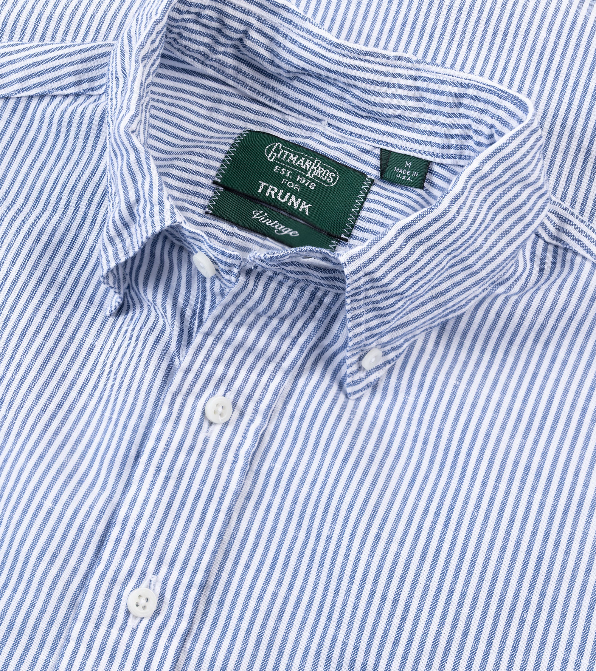 Gitman Vintage Cotton Linen Stripe Popover Shirt: Blue