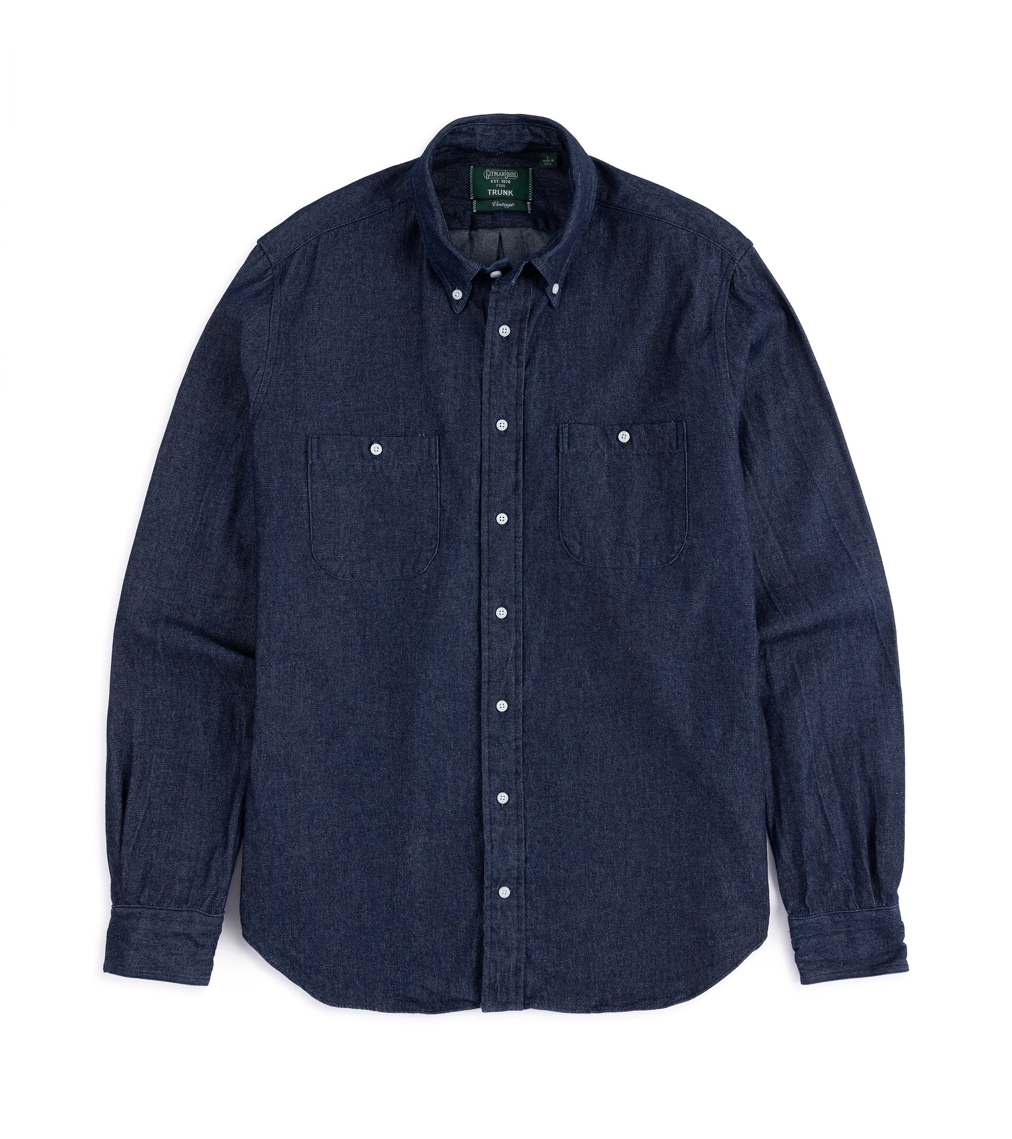 Gitman Vintage Denim Work Shirt: Dark Blue