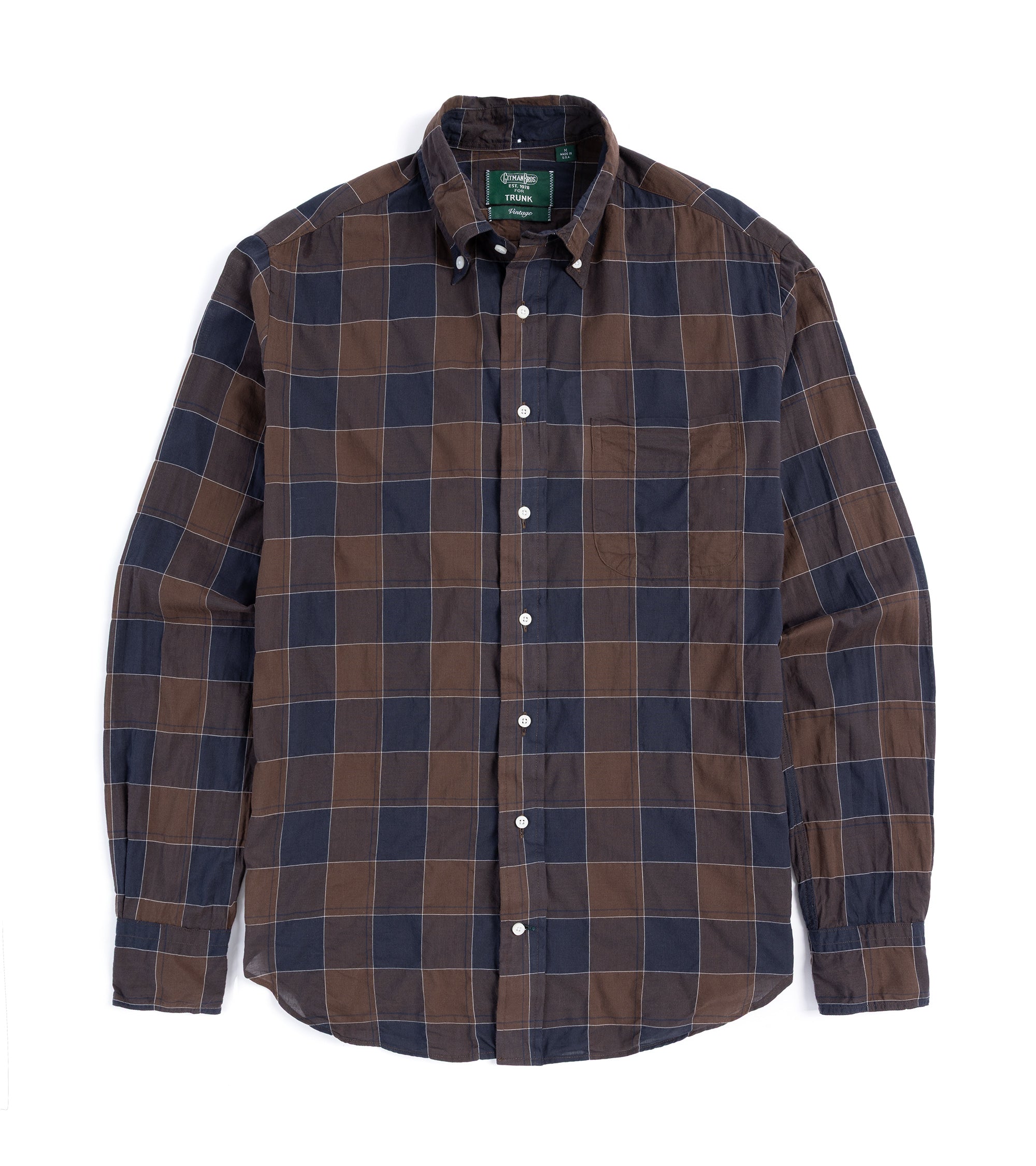 Gitman Vintage Japanese Cotton Check Button Down Shirt: Brown