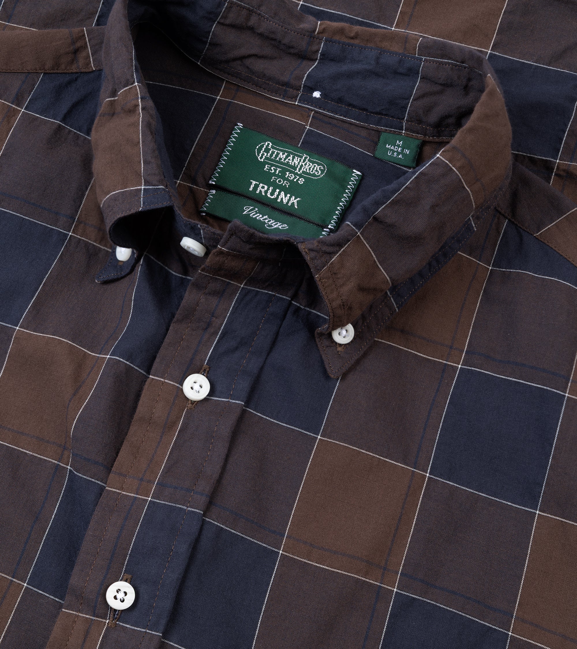 Gitman Vintage Japanese Cotton Check Button Down Shirt: Brown