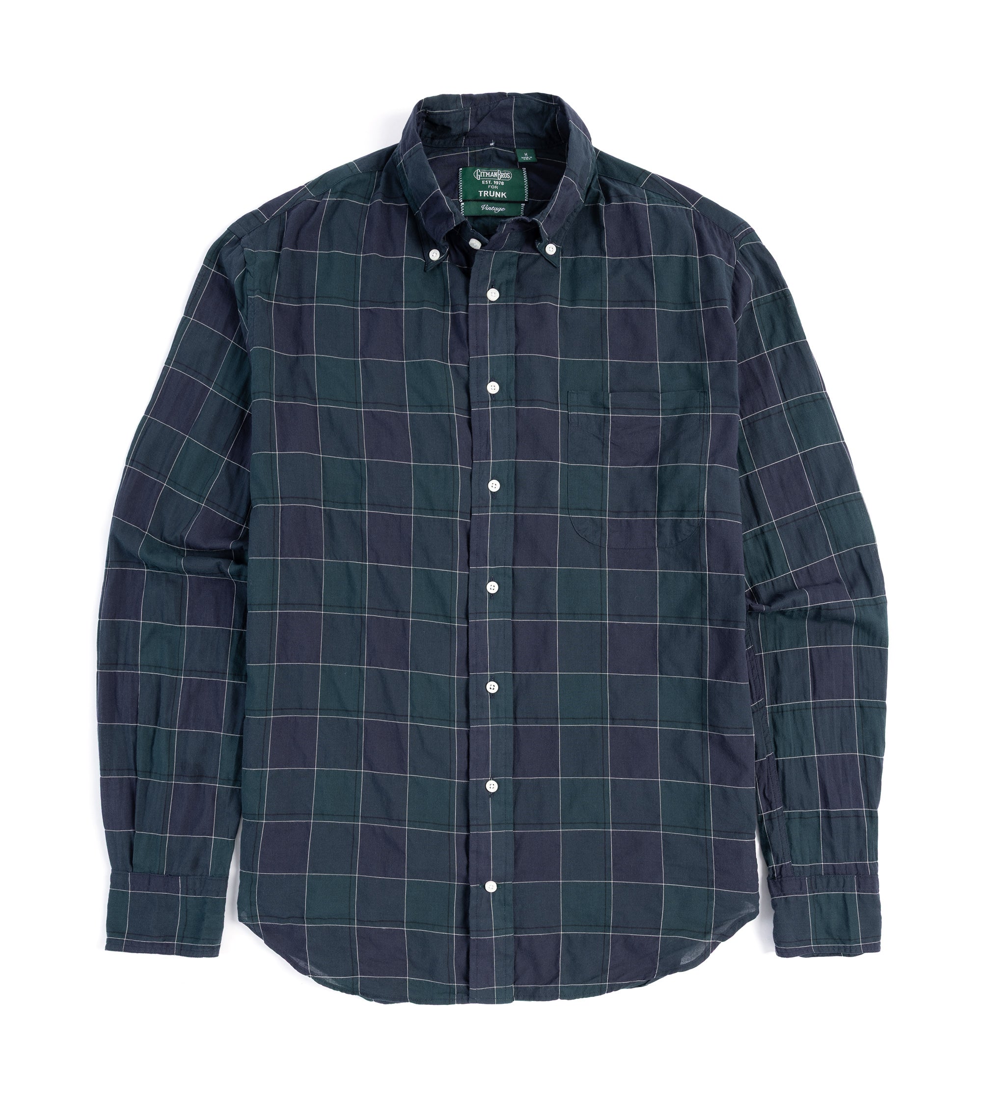 Gitman Vintage Japanese Cotton Check Button Down Shirt: Navy