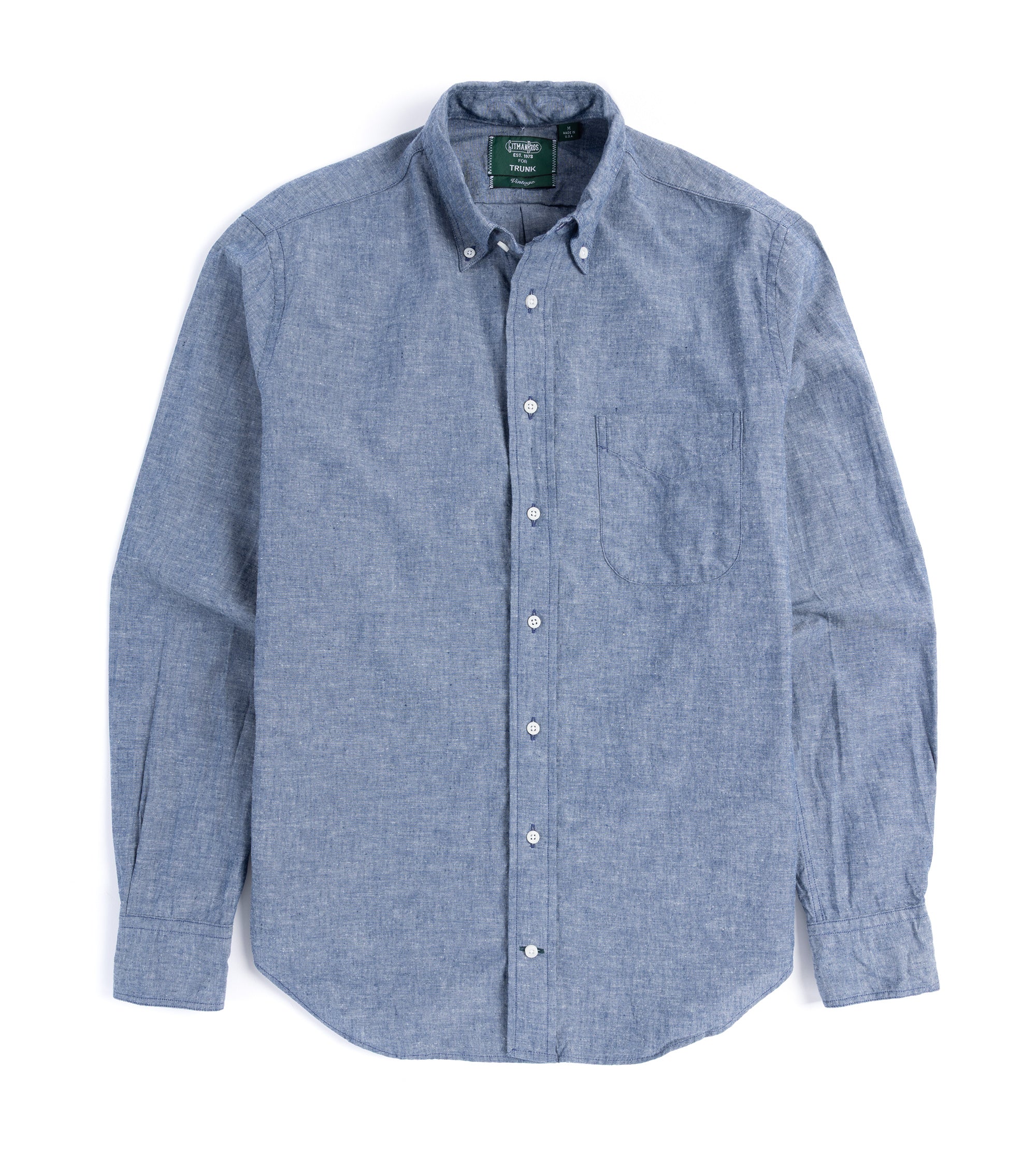 Gitman Vintage Japanese Cotton Linen Button Down Shirt: Blue