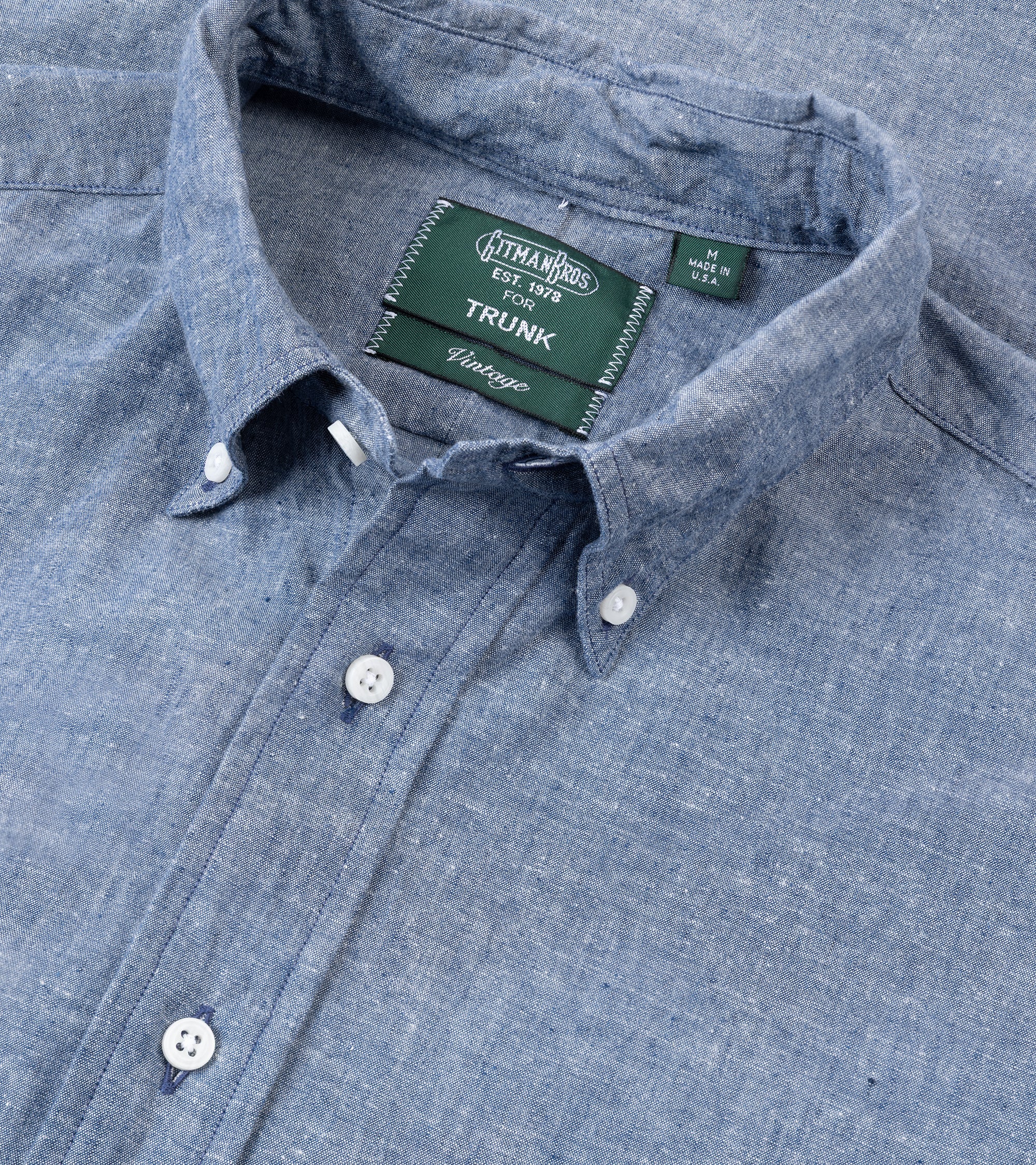Gitman Vintage Japanese Cotton Linen Button Down Shirt: Blue