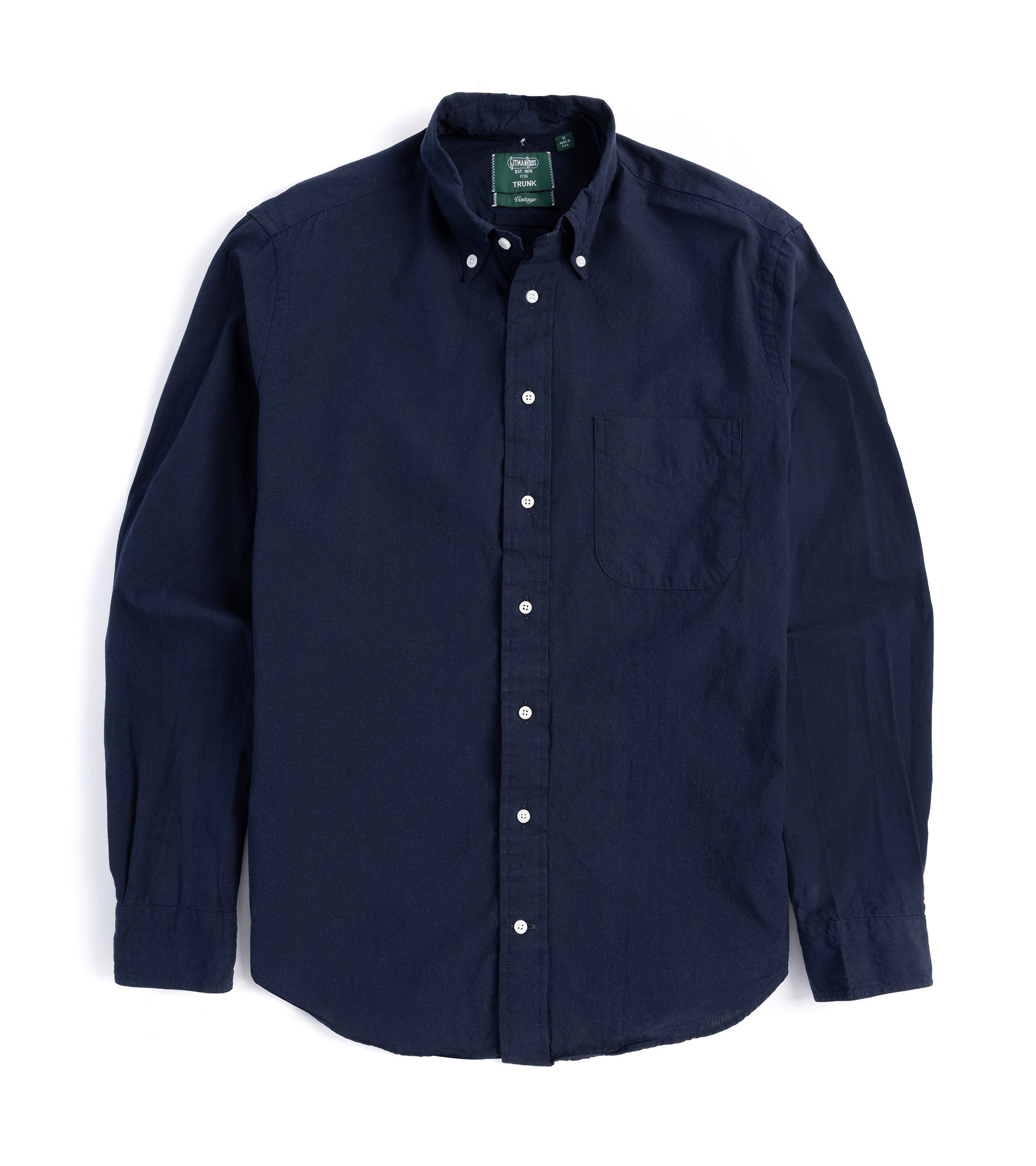 Gitman Vintage Japanese Cotton Linen Button Down Shirt: Navy