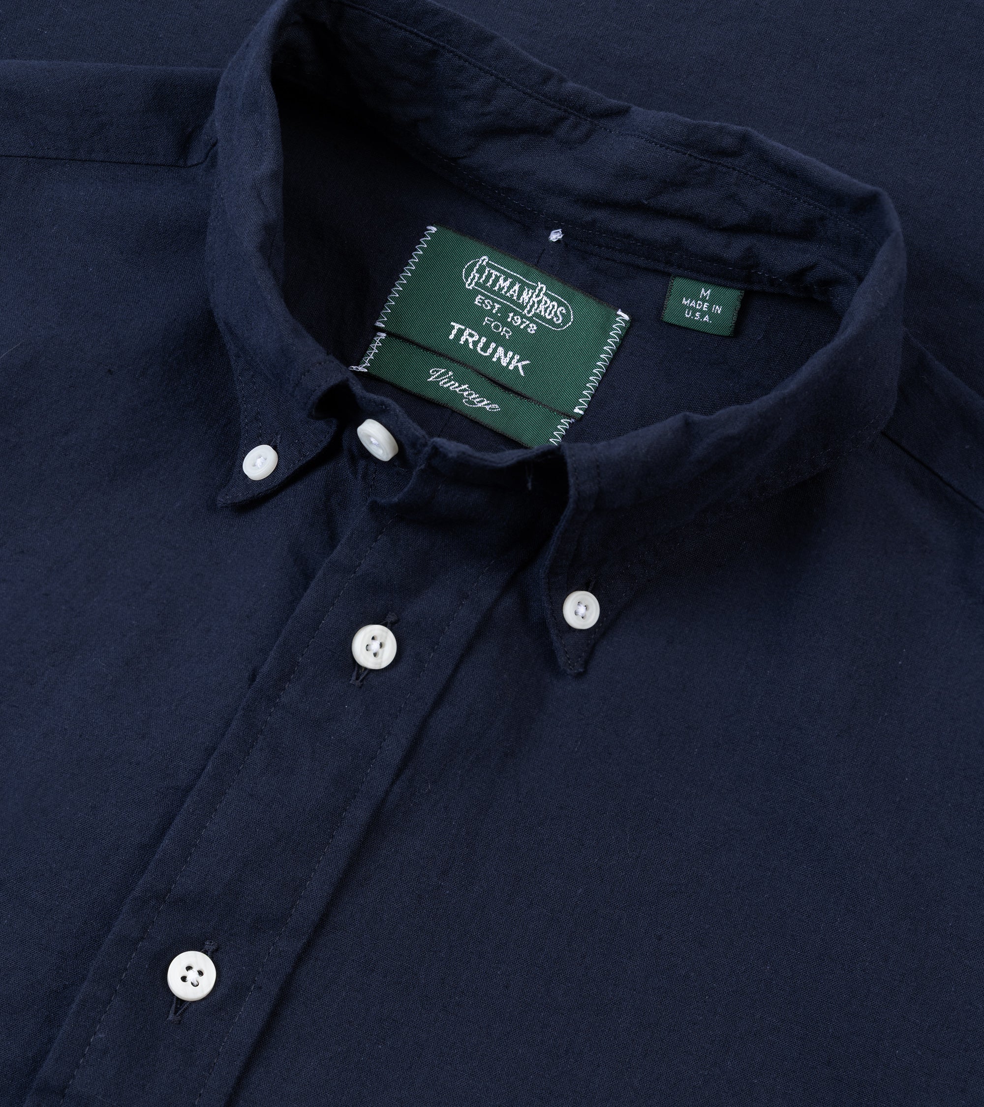 Gitman Vintage Japanese Cotton Linen Button Down Shirt: Navy