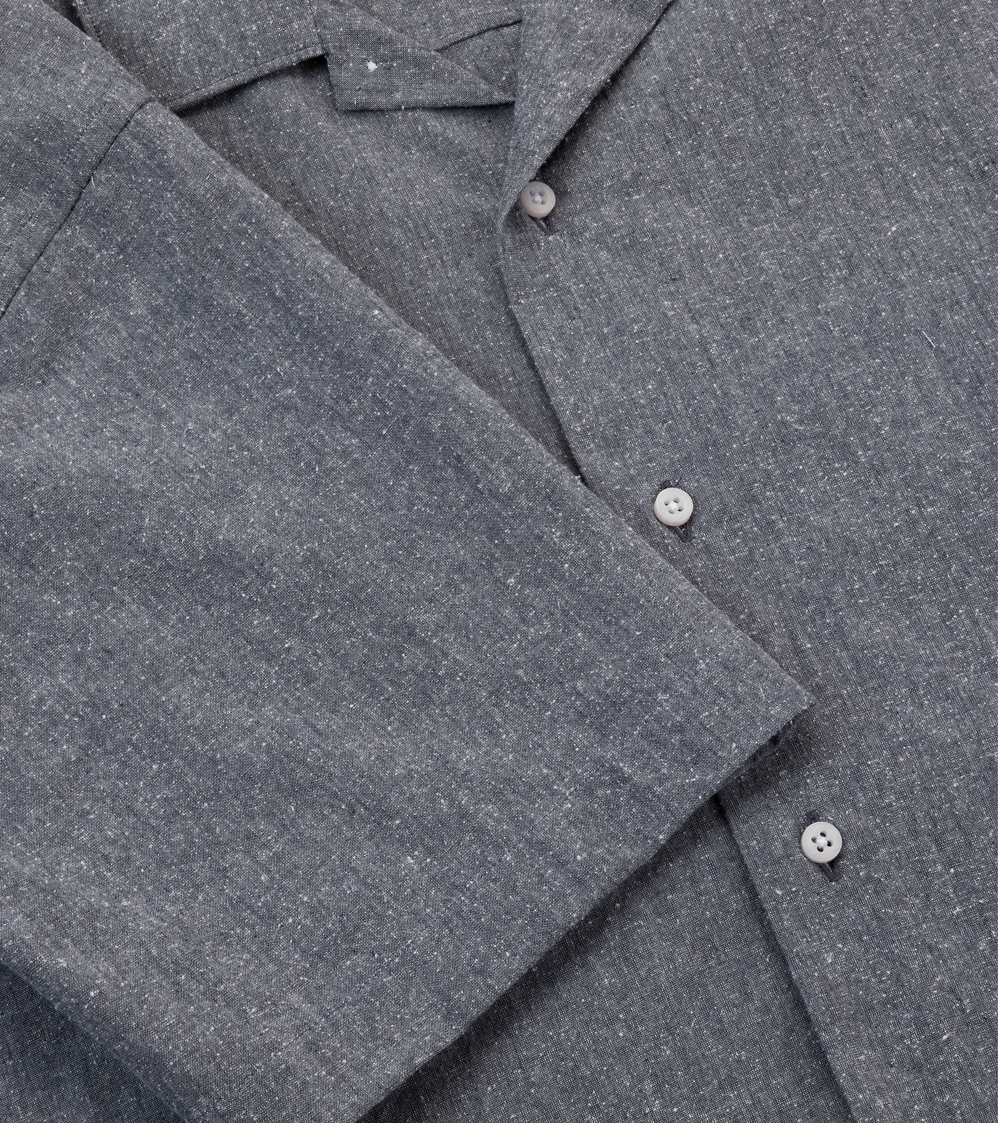 Gitman Vintage Japanese Slubby Cotton Silk Short Sleeve Camp Collar Shirt: Charcoal Navy