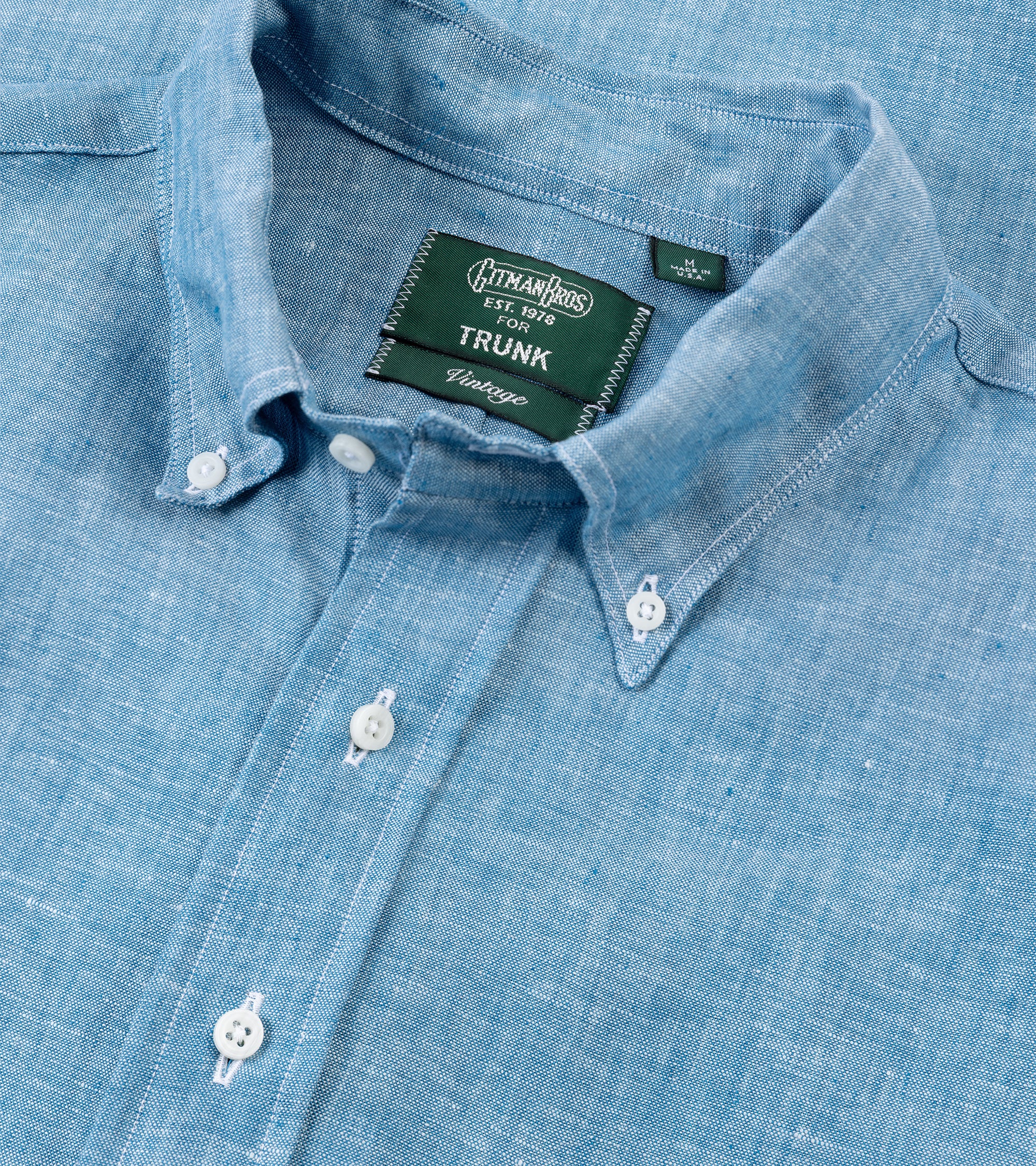 Gitman Vintage Linen Chambray Popover Shirt: Blue