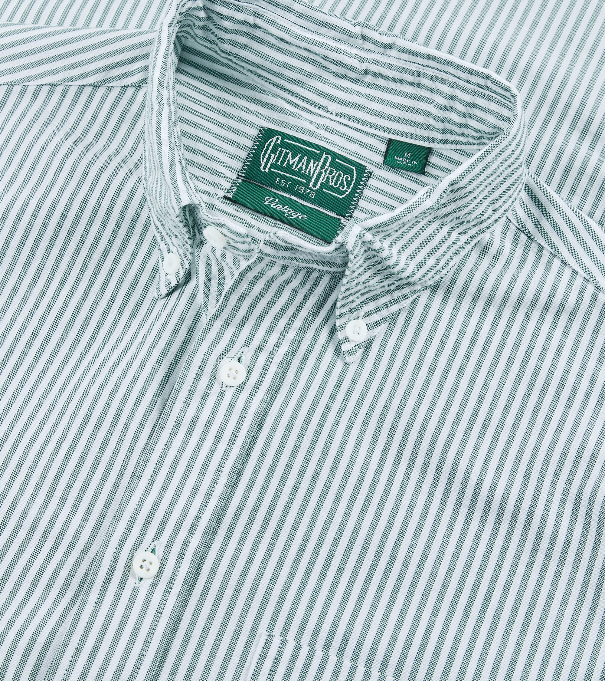 Gitman Vintage Spring Striped Oxford Button Down Shirt: Green