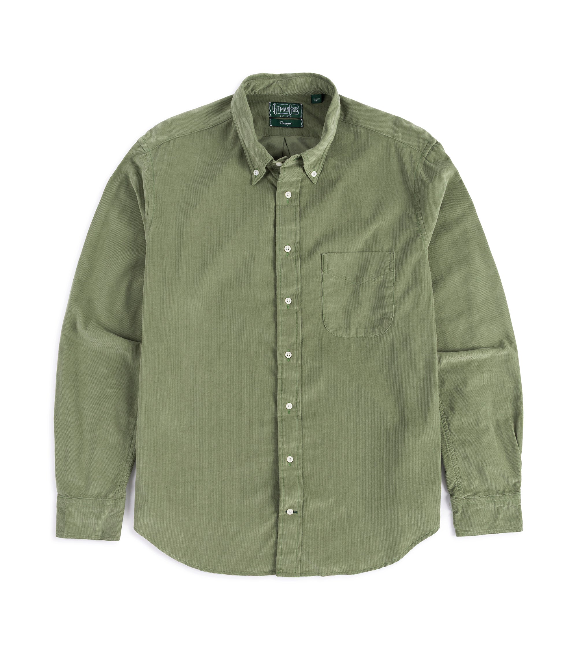 Gitman Vintage Thin Wale Corduroy Shirt: Sage