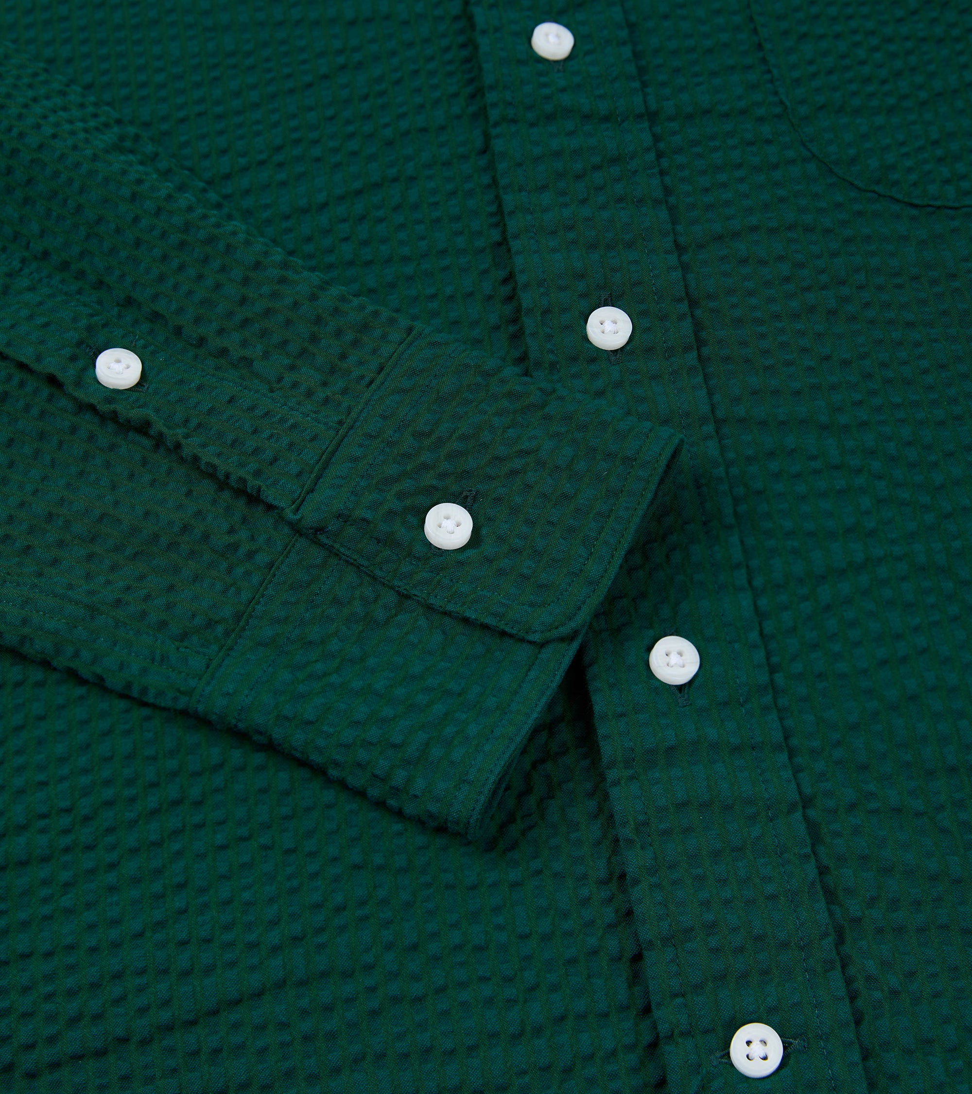 Gitman Vintage Cotton Seersucker Camp Collar Shirt: Forest Green