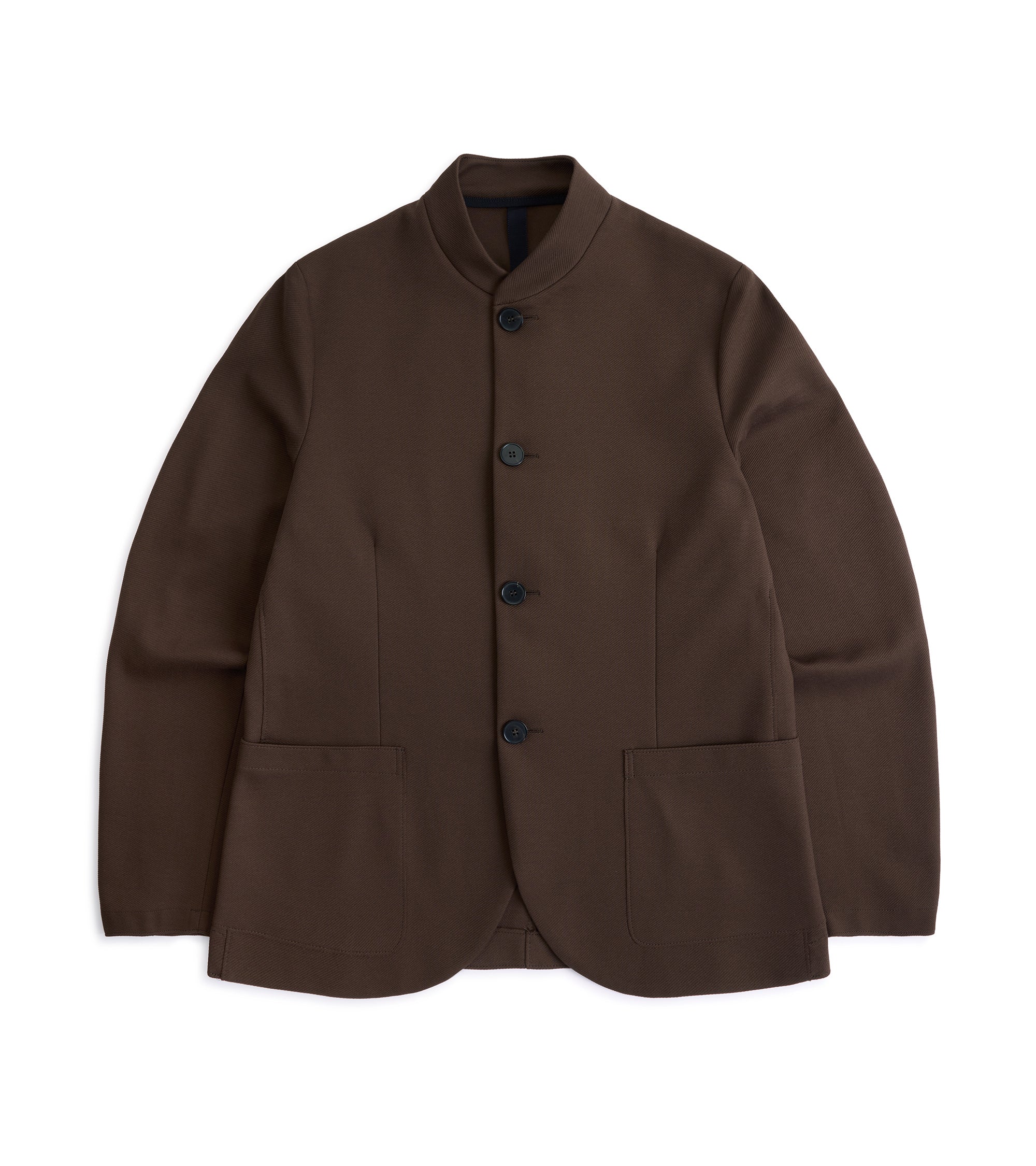 Harris Wharf Loro Piana Cotton Twill Nehru Jacket: Dark Brown