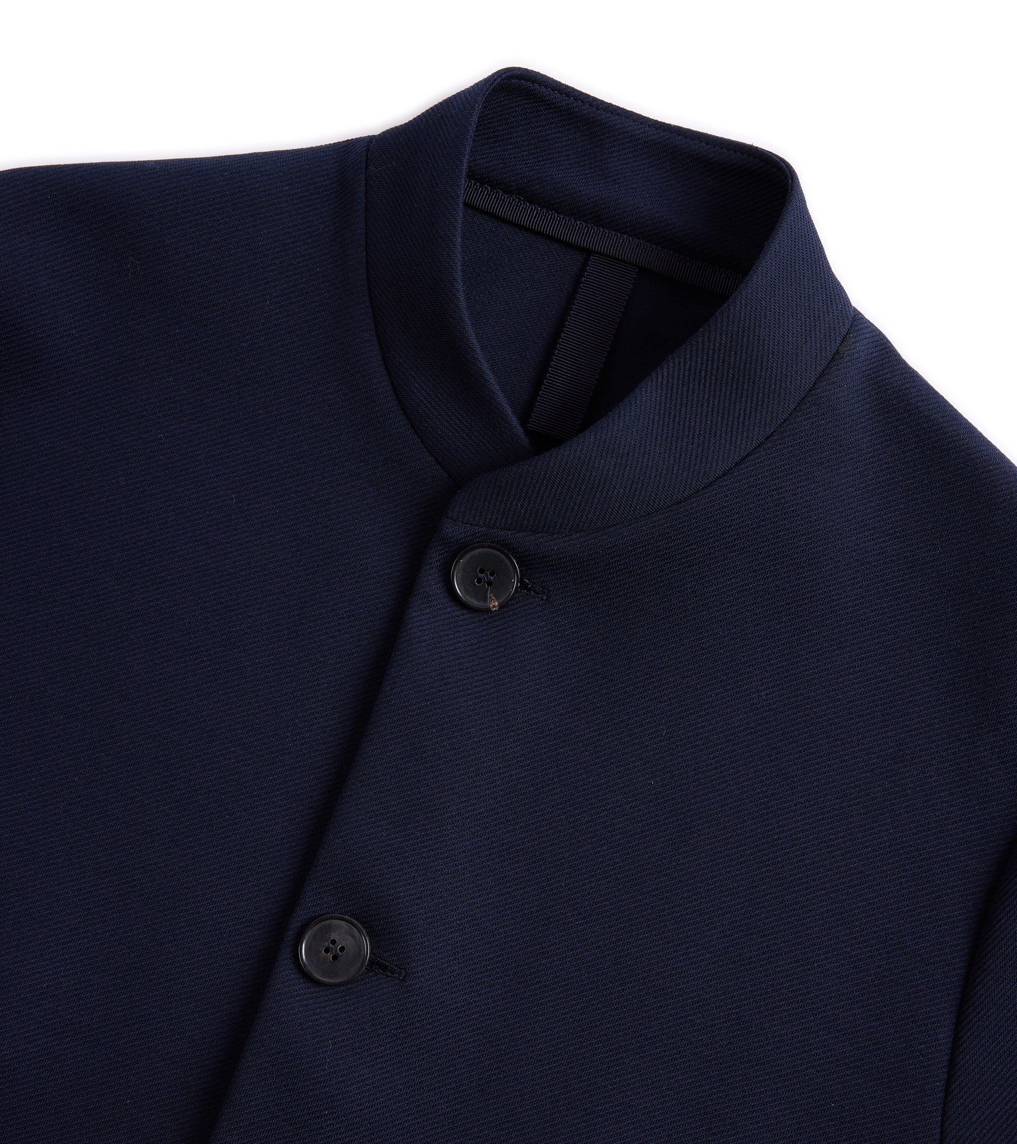 Harris Wharf Loro Piana Cotton Twill Nehru Jacket: Navy