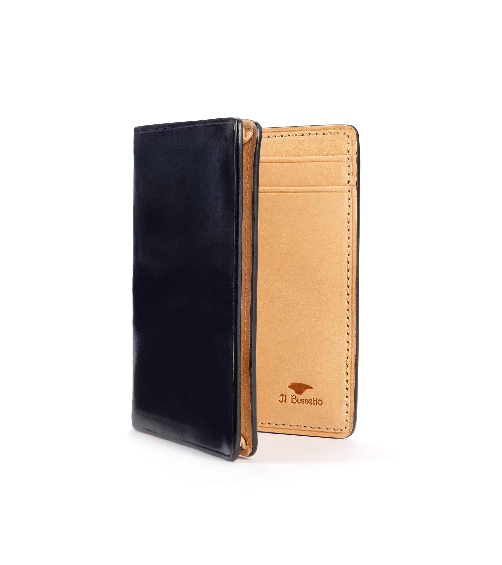 Il Bussetto Leather Business Card Holder: Navy